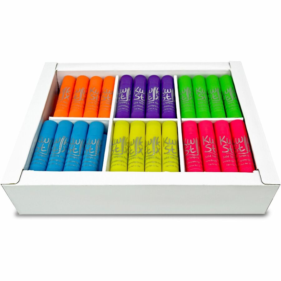 The Pencil Grip Kwik Stix Neon Solid Tempera Paint - 72 / Box - Assorted Neon - 3