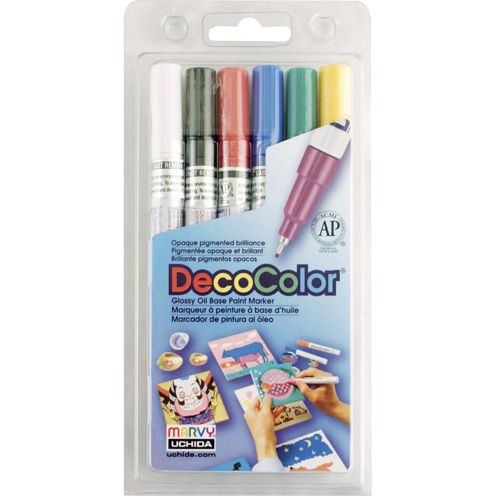 uchida-decocolor-opaque-paint-markers-extra-fine-marker-point-multi-oil-based-pigment-based-ink-6-set_uch12346a - 1