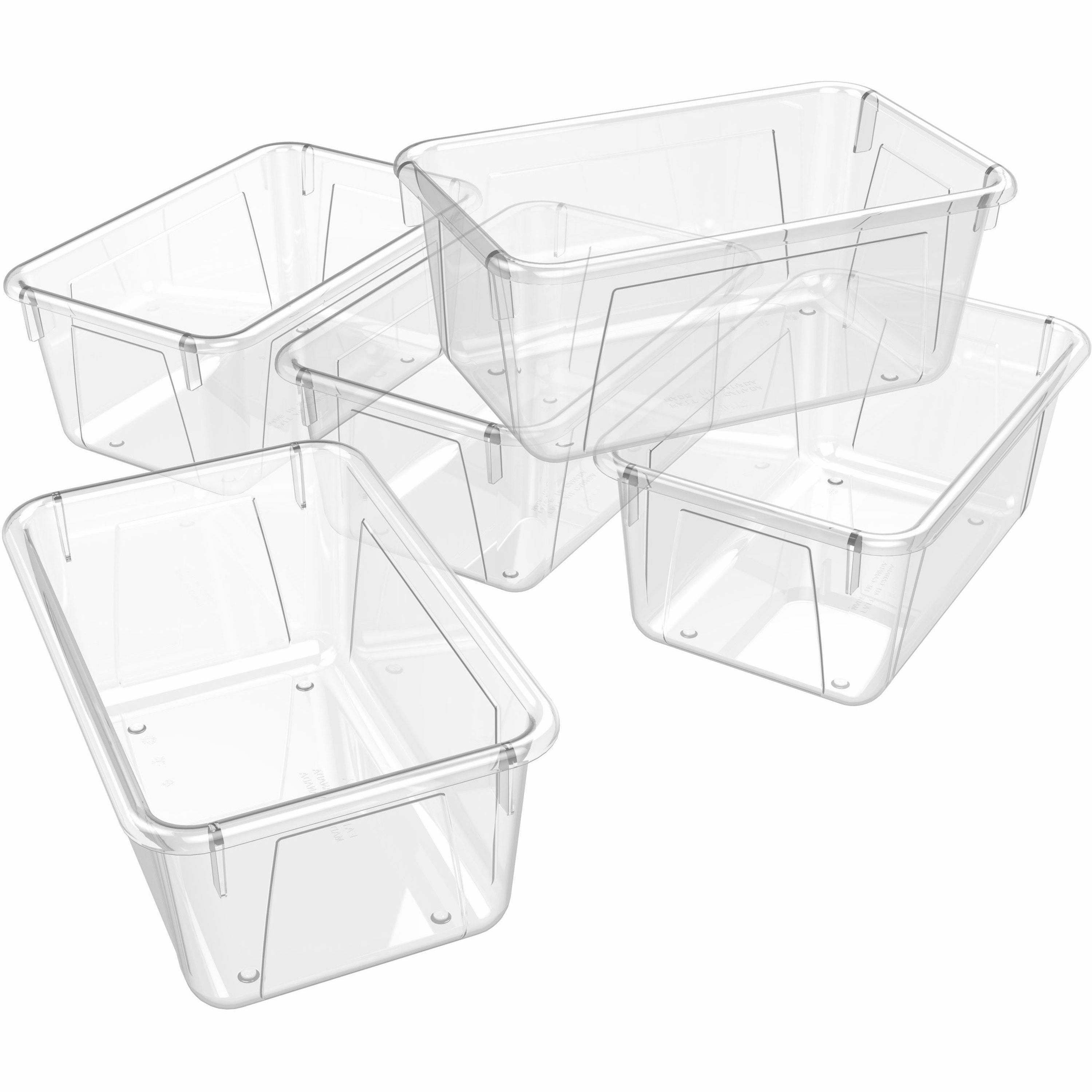 Storex Crystal Clear Cubby Bin - 5.2" Height x 7.8" Width12.1" Length - Clear - 5 / Carton