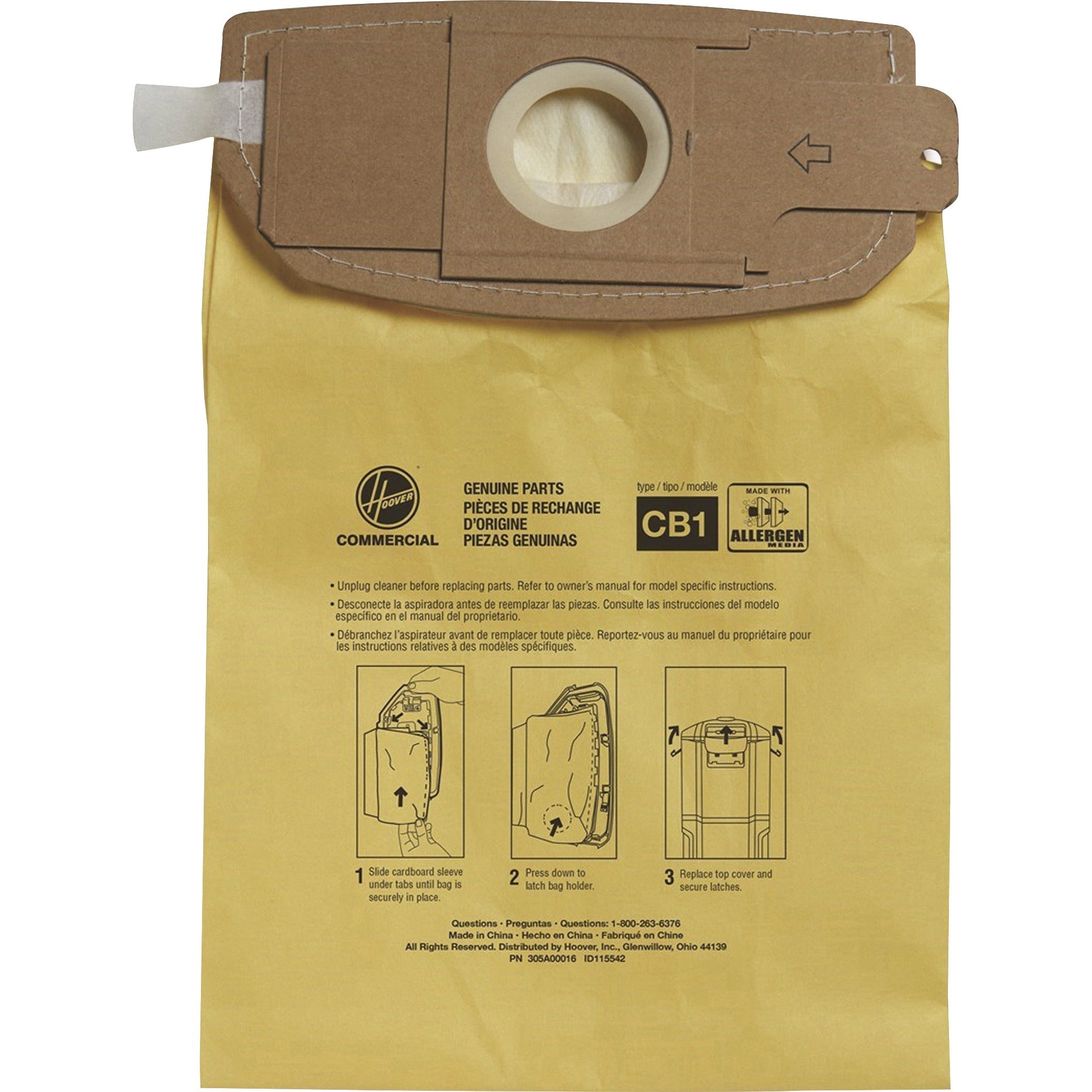 hoover-hushtone-6-quart-vacuum-bags-60-carton-type-cb1-150-gal-durable-self-sealing-disposable-micro-allergen-yellow_hvrah10273ct - 1