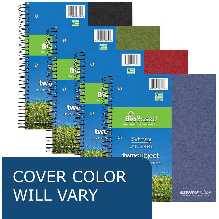 Earthtones BioBased 2 Subject Notebook, Med/College Rule, Random Asst Covers, (100) 11x9 Sheets, 24/CT,Ships in 4-6 Bus Days