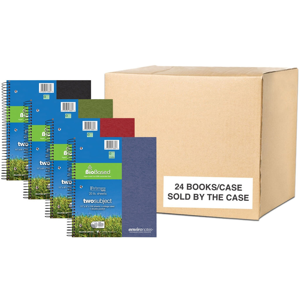 Earthtones BioBased 2 Subject Notebook, Med/College Rule, Random Asst Covers, (100) 11x9 Sheets, 24/CT,Ships in 4-6 Bus Days