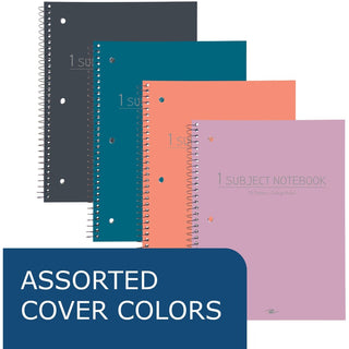 Subject Wirebound Promo Notebook, 1-Subject, Med/College Rule, Asst Cover, (70) 10.5x8 Sheets, 24/CT, Ships in 4-6 Bus Days