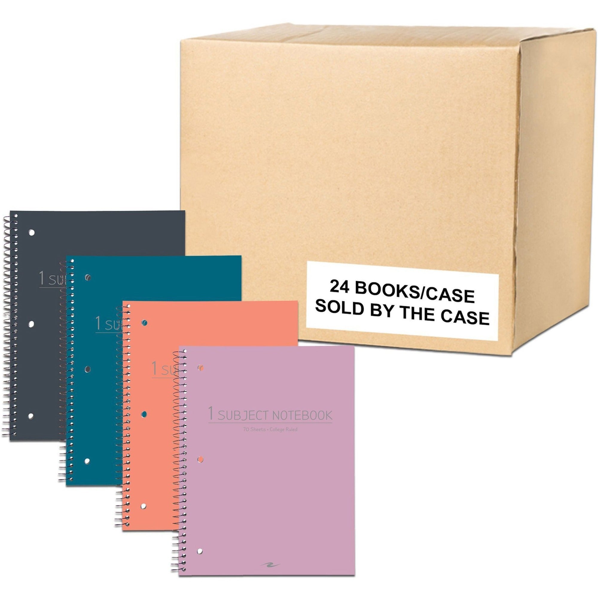 Subject Wirebound Promo Notebook, 1-Subject, Med/College Rule, Asst Cover, (70) 10.5x8 Sheets, 24/CT, Ships in 4-6 Bus Days