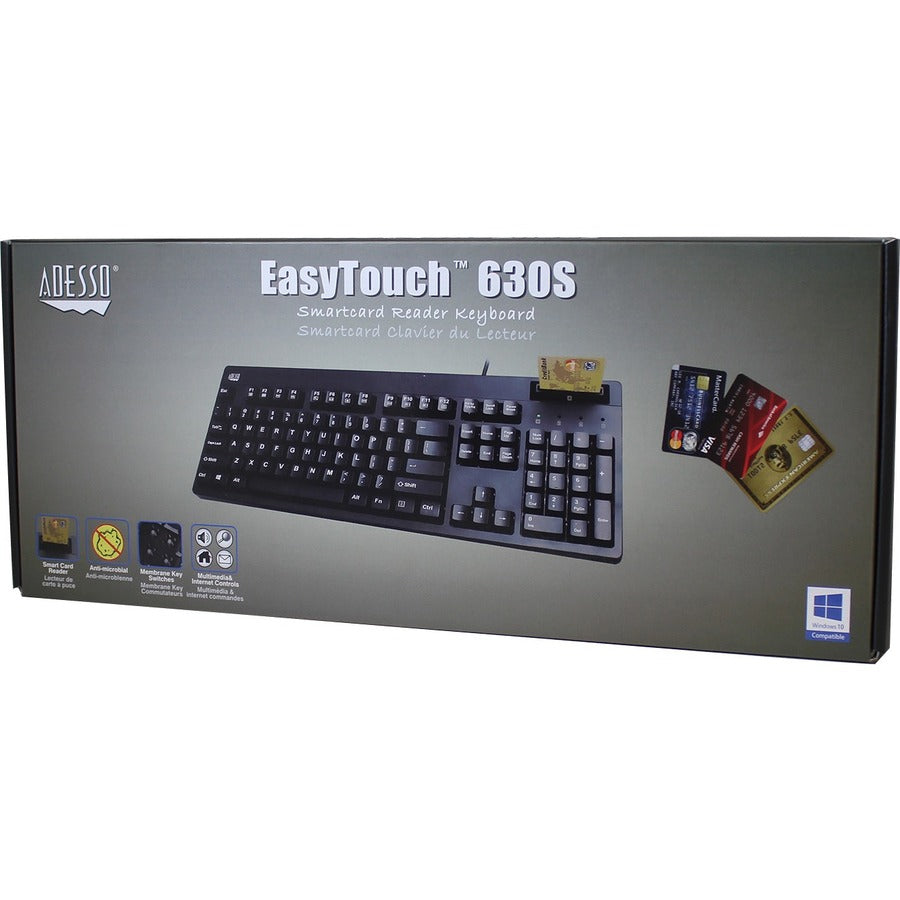 EasyTouch Smart Card Reader Keyboard AKB-630SB-TAA, 104 Keys, Black