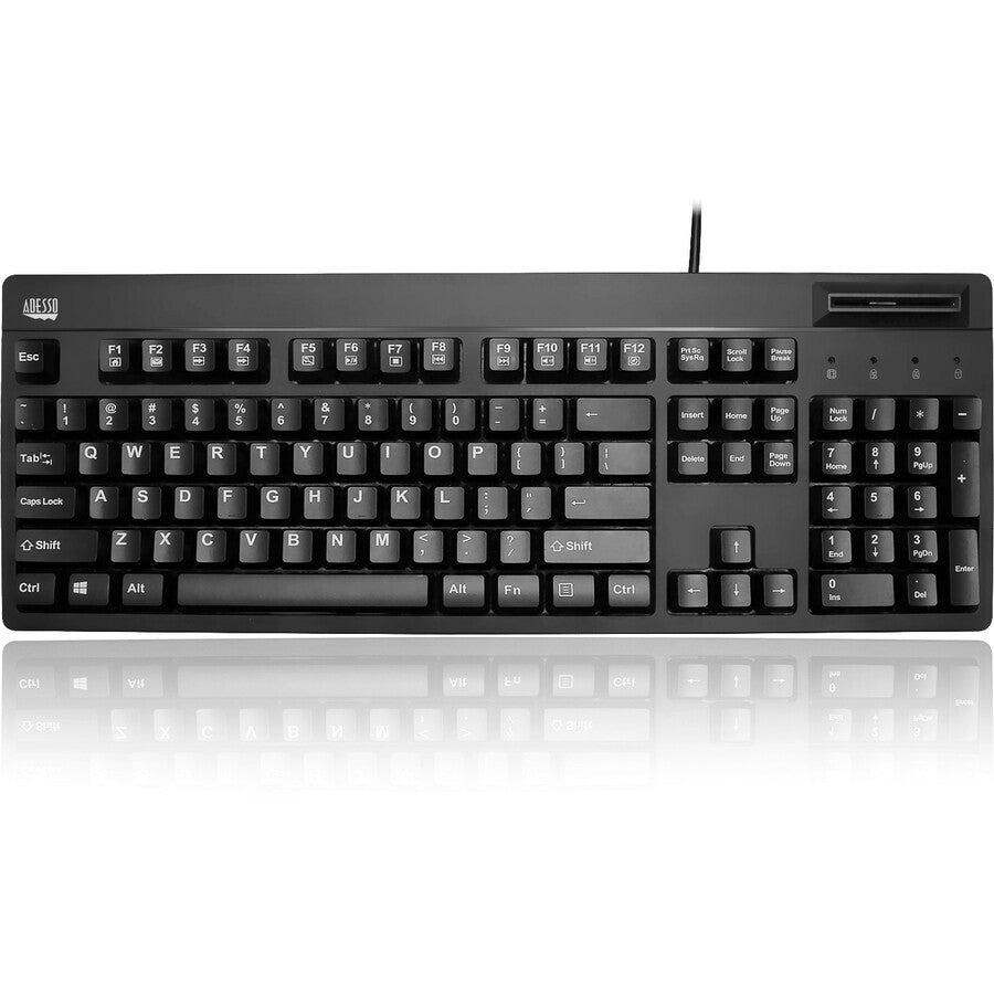 EasyTouch Smart Card Reader Keyboard AKB-630SB-TAA, 104 Keys, Black