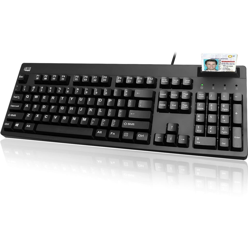 EasyTouch Smart Card Reader Keyboard AKB-630SB-TAA, 104 Keys, Black