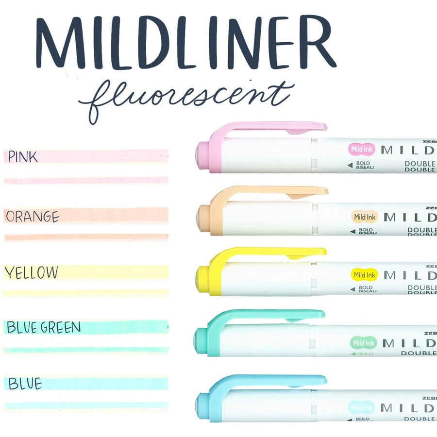 Mildliner Double Ended Highlighter, Assorted Ink Colors, Bold-Chisel/Fine-Bullet Tips, Assorted Barrel Colors, 5/Pack
