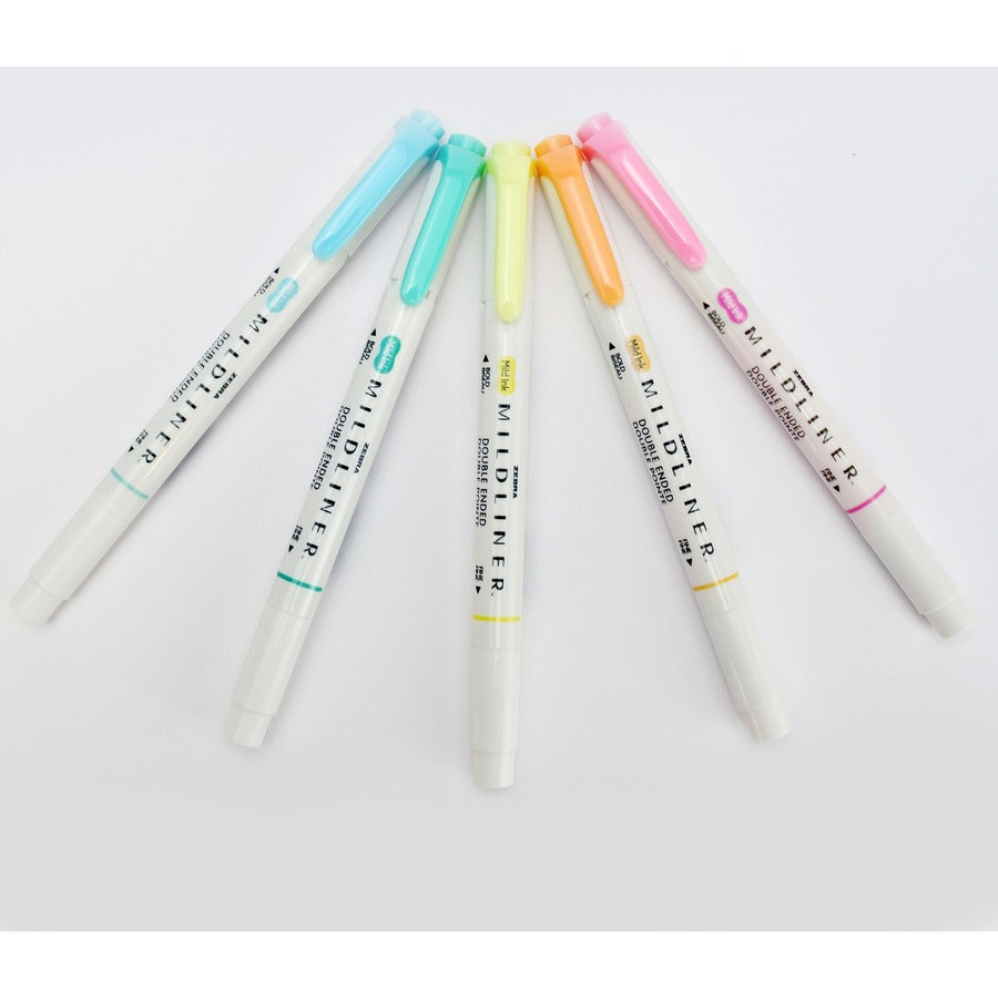 Mildliner Double Ended Highlighter, Assorted Ink Colors, Bold-Chisel/Fine-Bullet Tips, Assorted Barrel Colors, 5/Pack