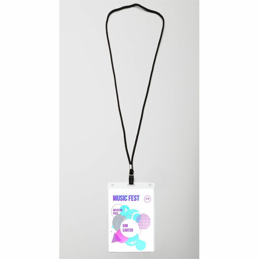 Lanyard-Style Badge Holder w/Laser/Inkjet Inserts, Top Load, 4.25 x 6, WE, 75/PK