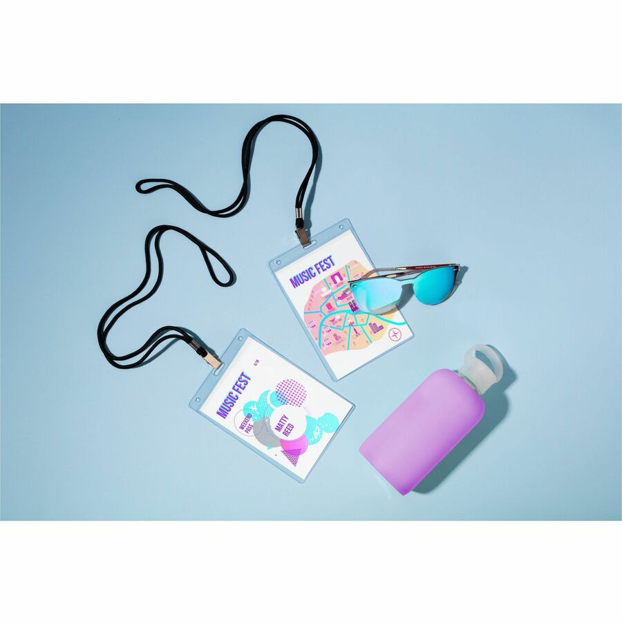 Lanyard-Style Badge Holder w/Laser/Inkjet Inserts, Top Load, 4.25 x 6, WE, 75/PK