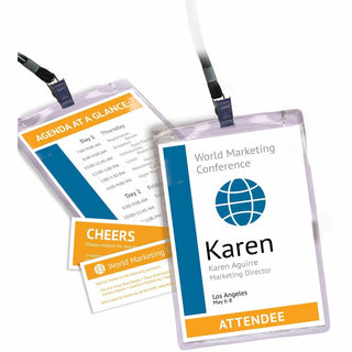 Lanyard-Style Badge Holder w/Laser/Inkjet Inserts, Top Load, 4.25 x 6, WE, 75/PK