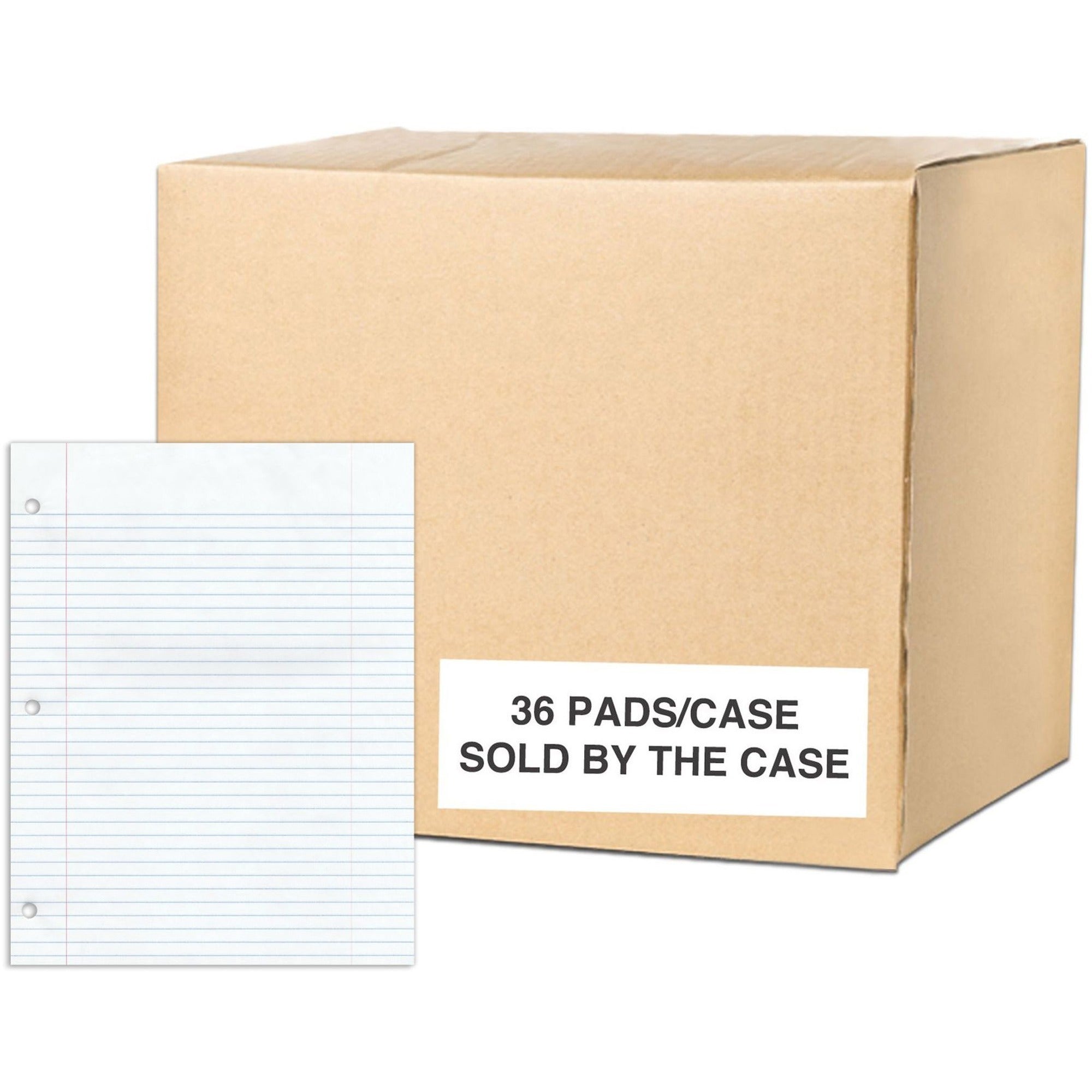 Gummed Pad, Medium/College Rule, 50 White 8.5 x 11 Sheets, 36/Carton, Ships in 4-6 Business Days