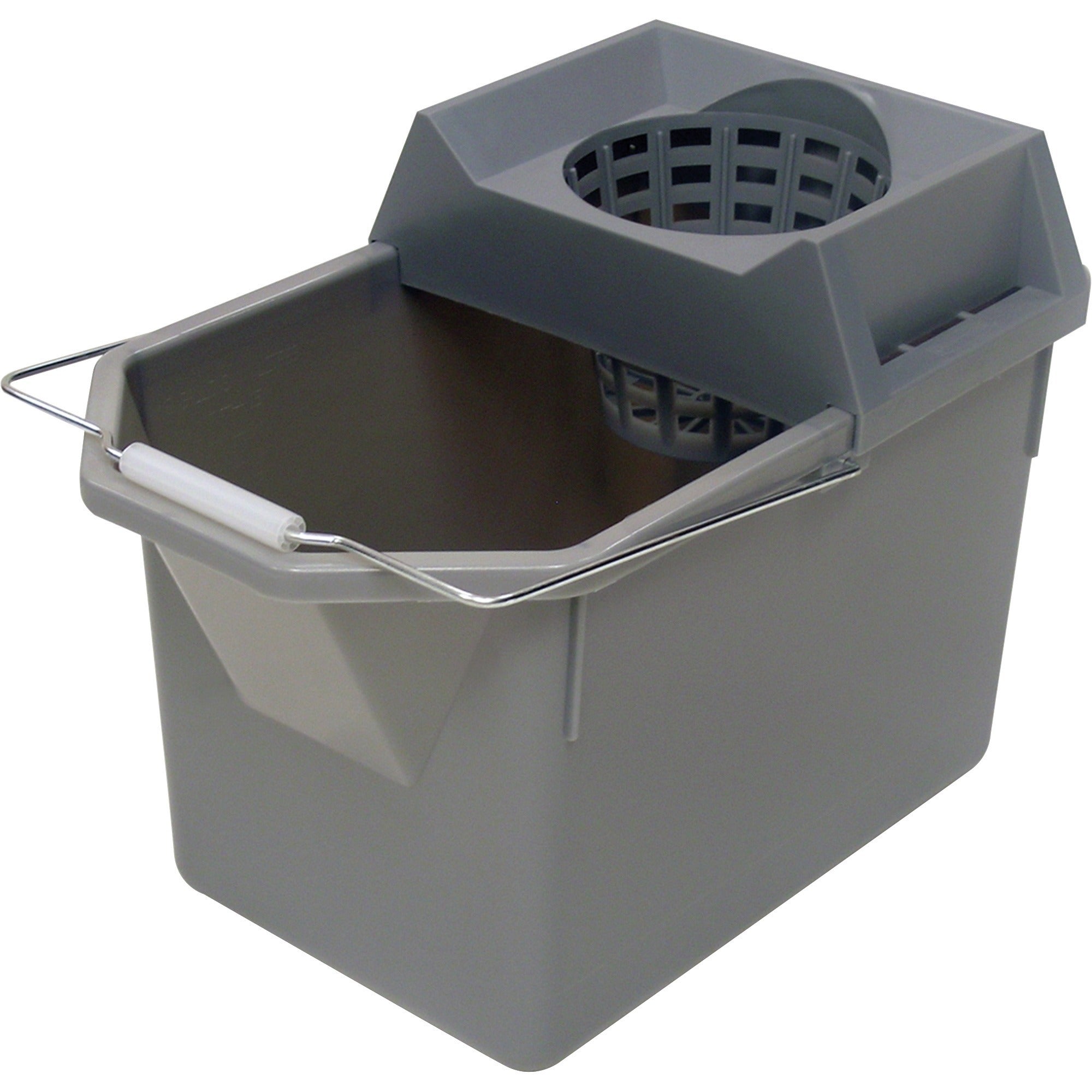 Rubbermaid Commercial Pail & Mop Strainer Combo Pack - 3.75 gal - Light Weight, Durable, Stackable, Handle - 12" x 10.5" - Plastic, Tubular Steel - Steel Gray - 6 / Carton