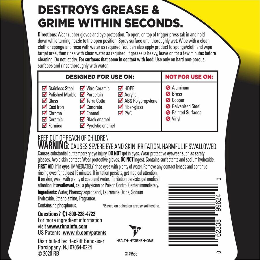 Easy-Off Cleaner Degreaser - Ready-To-Use - 32 fl oz (1 quart) - 6 / Carton - Heavy Duty - Clear
