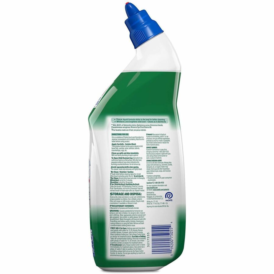 Lysol Bleach Toilet Bowl Cleaner - 24 fl oz (0.8 quart)Bottle - 9 / Carton - Disinfectant, Deodorize - Blue