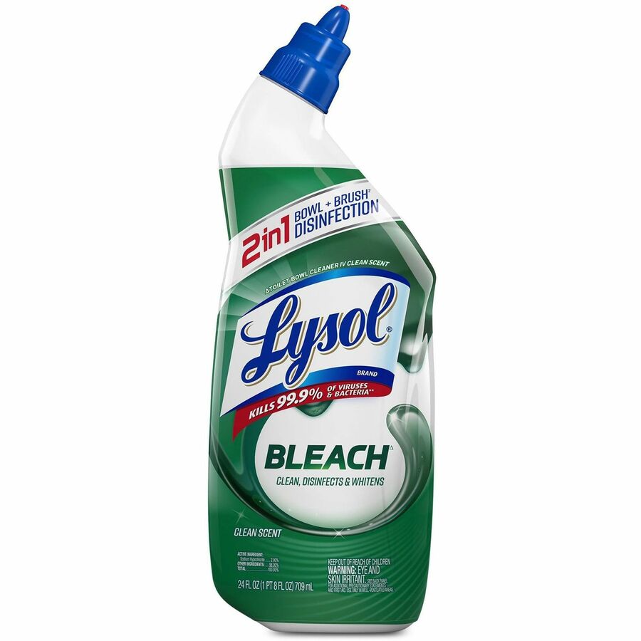 Lysol Bleach Toilet Bowl Cleaner - 24 fl oz (0.8 quart)Bottle - 9 / Carton - Disinfectant, Deodorize - Blue