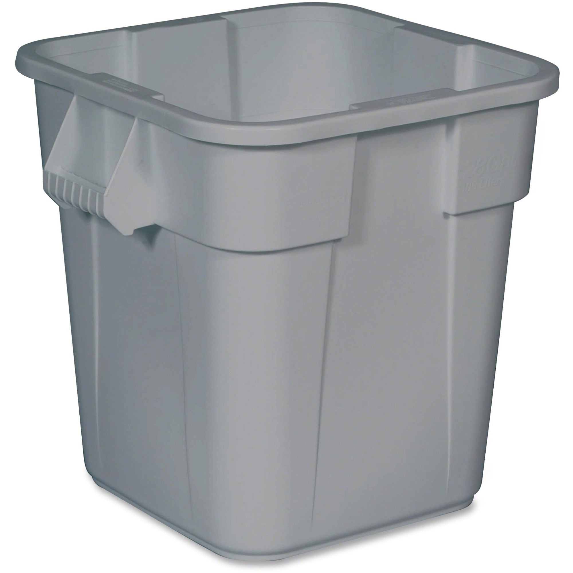 rubbermaid-commercial-square-brute-container-28-gal-capacity-square-sturdy-handle-easy-to-clean-rounded-corner-225-height-x-225-width-x-215-depth-plastic-gray-6-carton_rcp352600gyct - 1