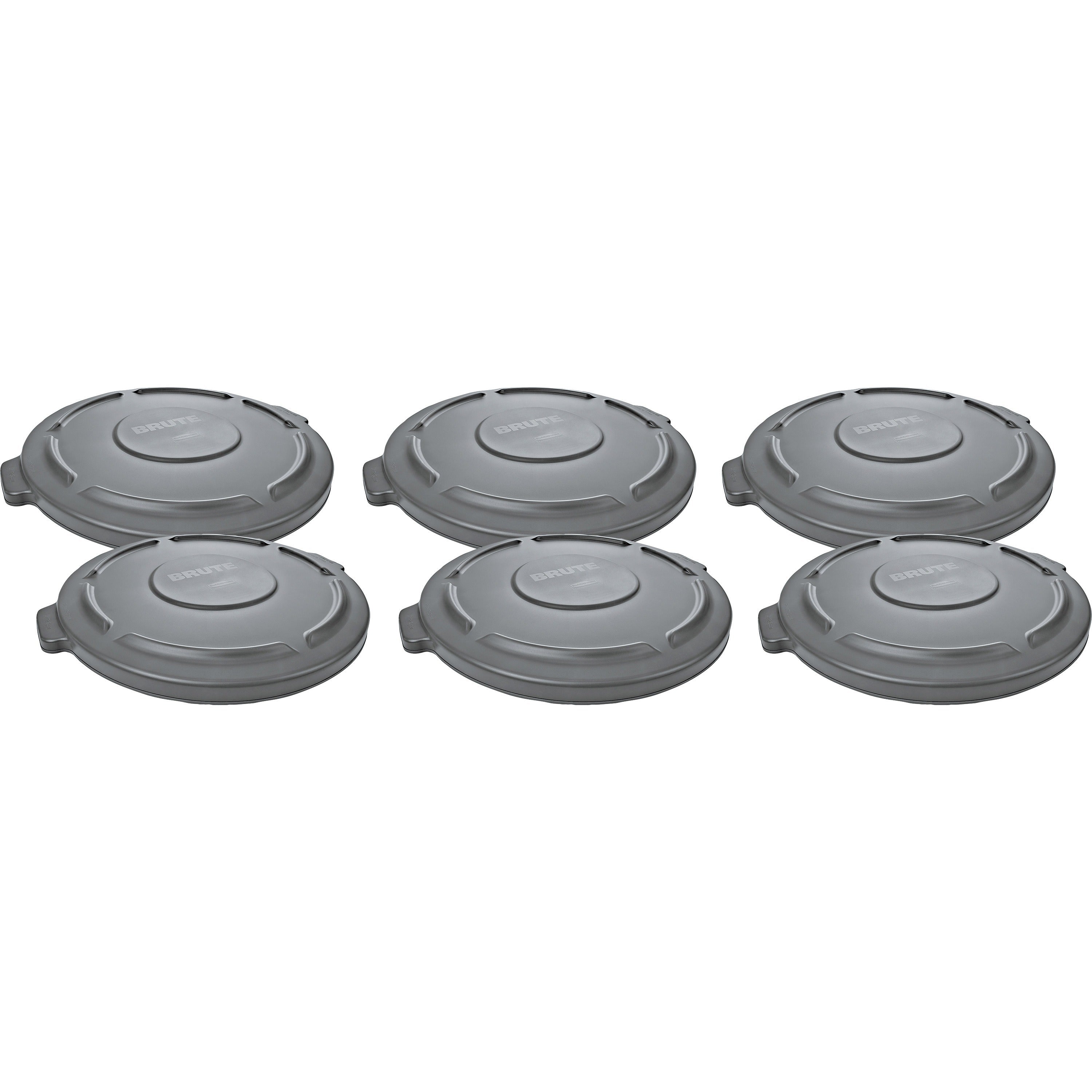 Rubbermaid Commercial Brute 20-gallon Container Lid - Round - Plastic - 6 / Carton - Gray