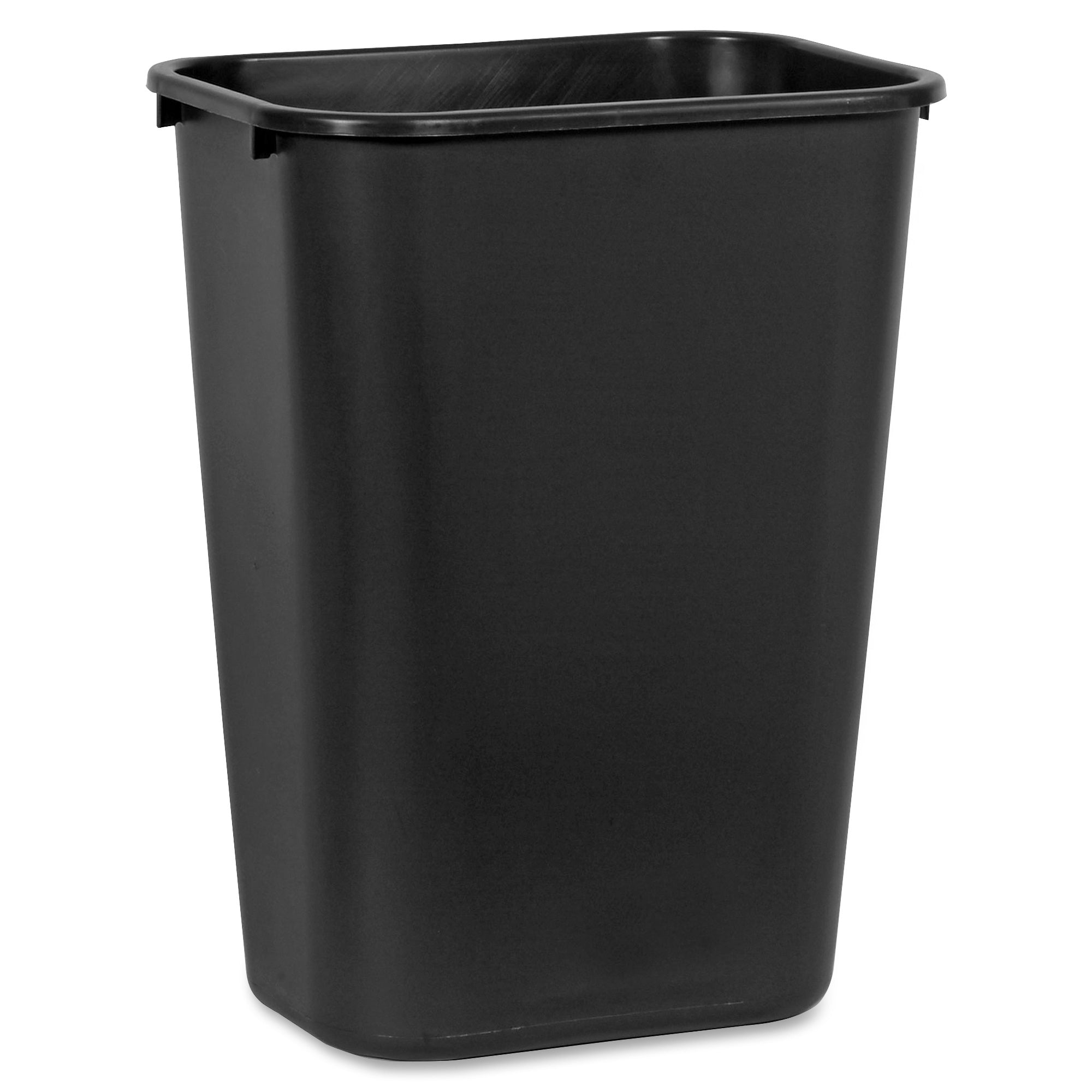 rubbermaid-commercial-41-qt-large-deskside-wastebaskets-1025-gal-capacity-rectangular-dent-resistant-durable-rust-resistant-easy-to-clean-20-height-x-113-width-x-153-depth-plastic-black-12-carton_rcp295700bkct - 1