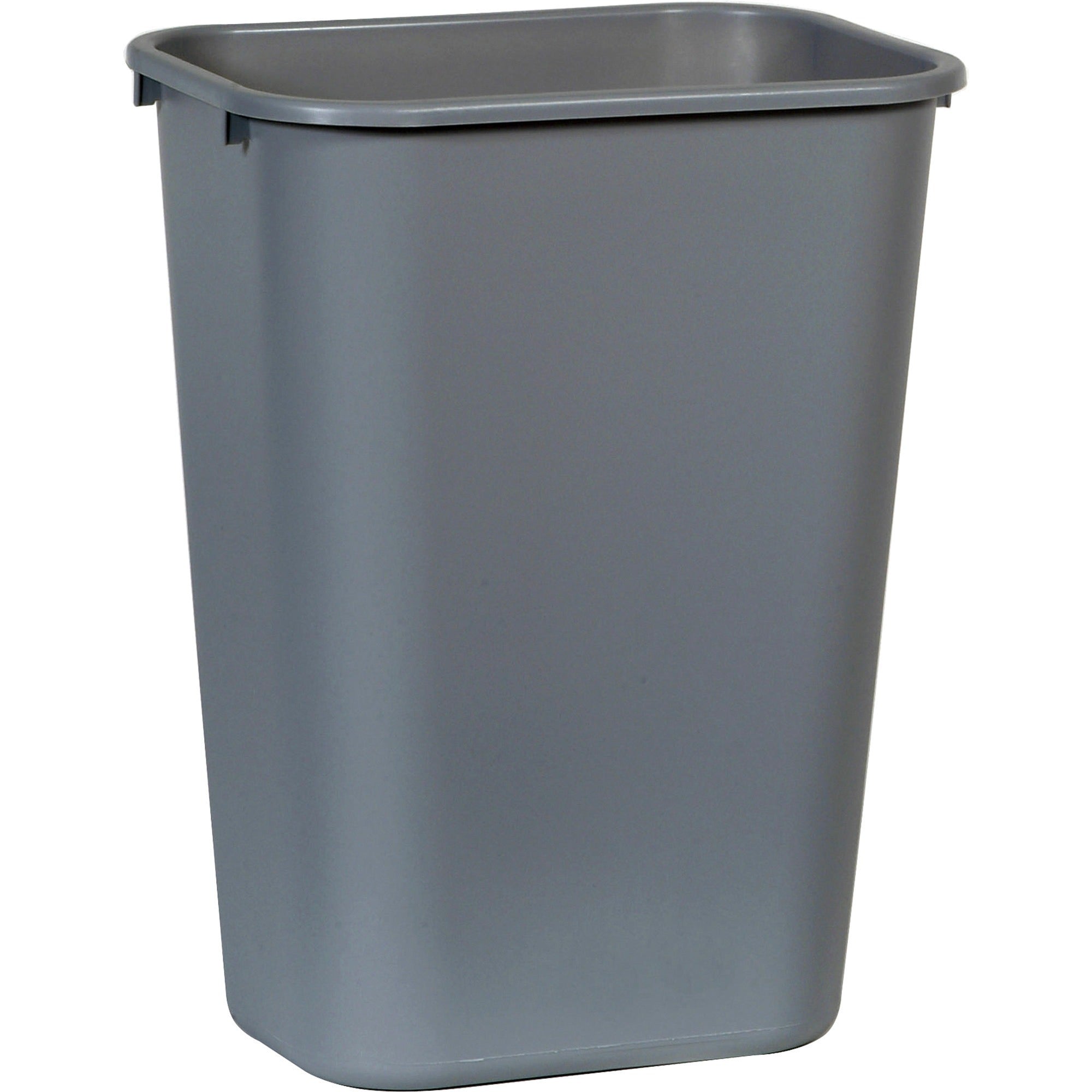 rubbermaid-commercial-41-qt-large-deskside-wastebaskets-1025-gal-capacity-rectangular-dent-resistant-durable-rust-resistant-easy-to-clean-20-height-x-113-width-x-153-depth-plastic-gray-12-carton_rcp295700gyct - 1