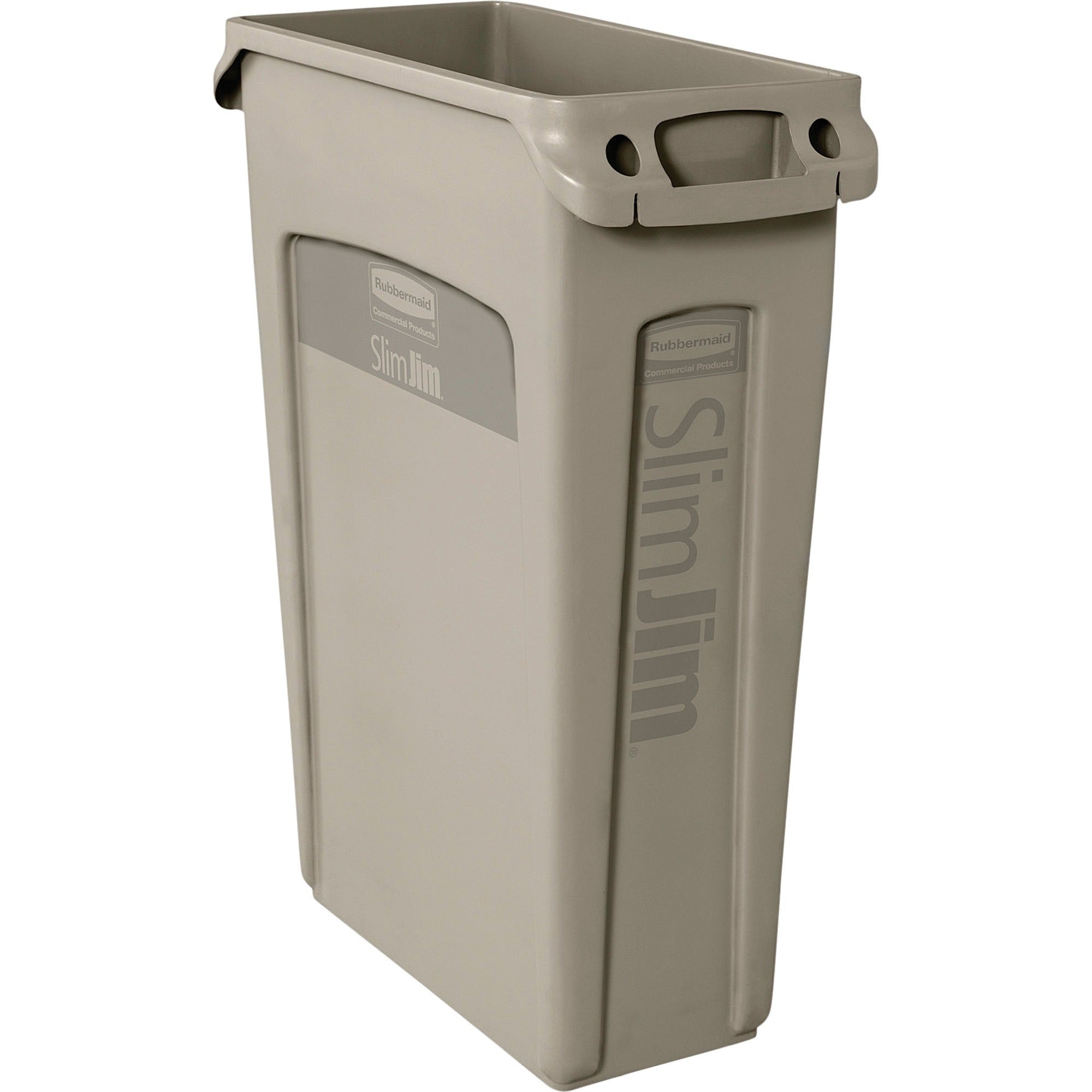 rubbermaid-commercial-slim-jim-23-gallon-vented-waste-containers-23-gal-capacity-rectangular-durable-handle-30-height-x-11-width-x-22-depth-beige-4-carton_rcp354060bgct - 1