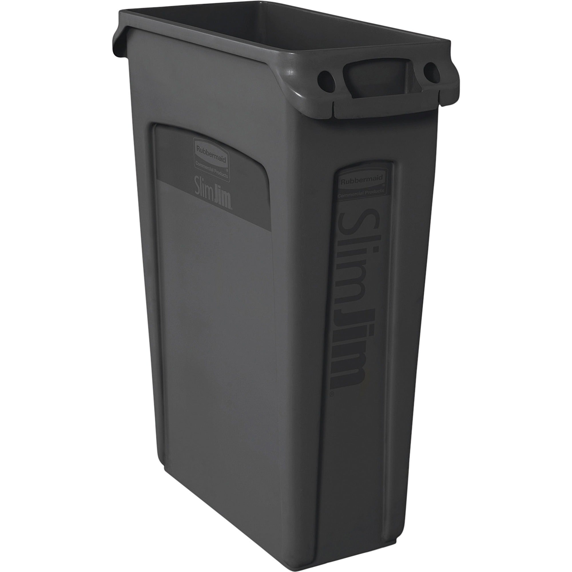 rubbermaid-commercial-slim-jim-23-gallon-vented-waste-containers-23-gal-capacity-rectangular-durable-handle-30-height-x-11-width-x-22-depth-black-4-carton_rcp354060bkct - 1