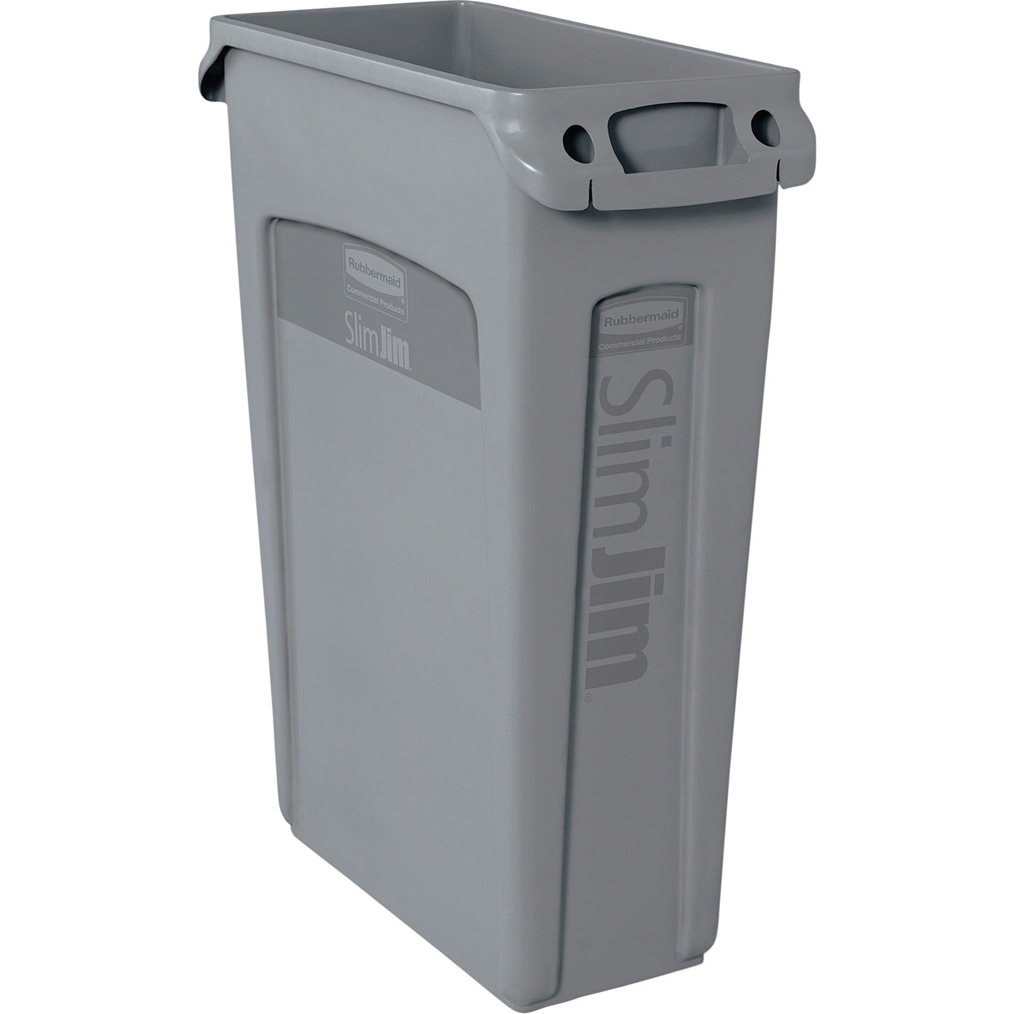 rubbermaid-commercial-slim-jim-23-gallon-vented-waste-containers-23-gal-capacity-rectangular-durable-handle-30-height-x-11-width-x-22-depth-gray-4-carton_rcp354060gyct - 1