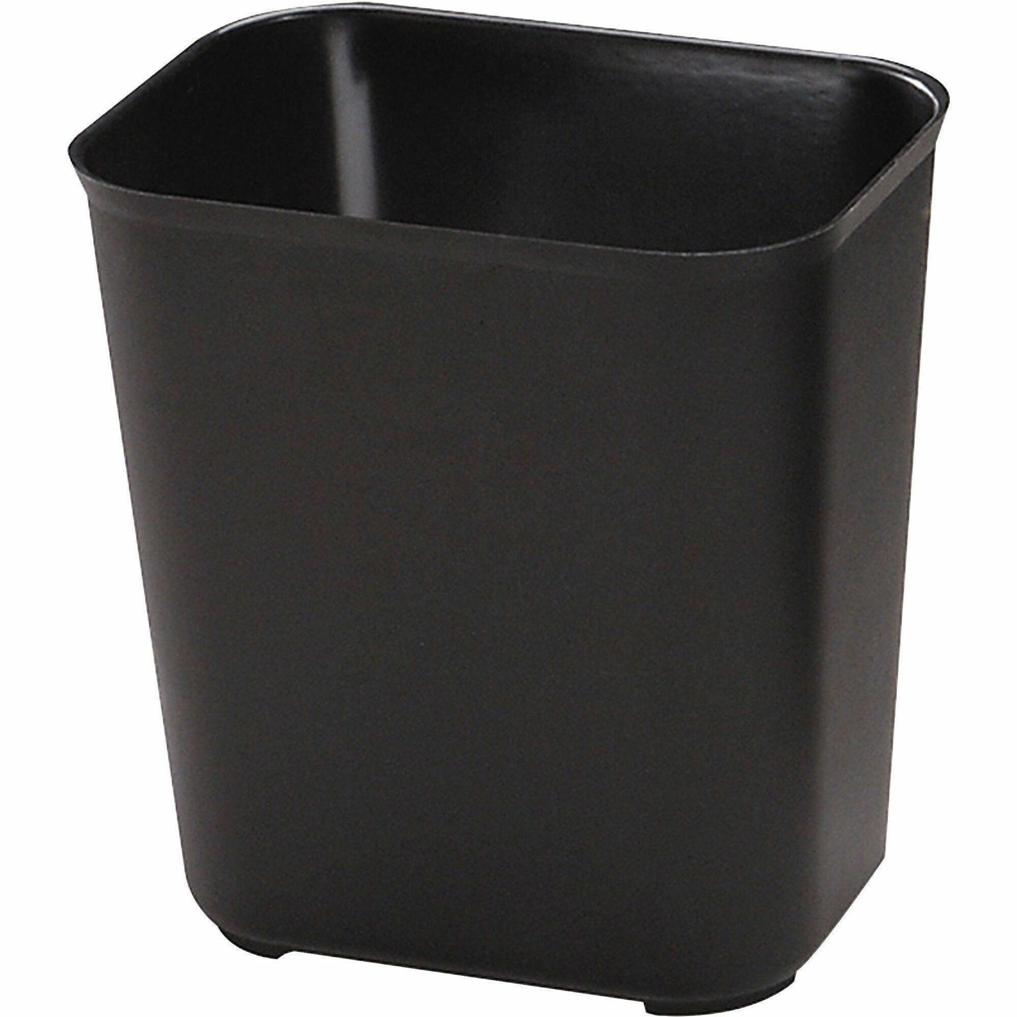 Rubbermaid Commercial 28 Quart Fire Resistant Wastebasket - 7 gal Capacity - Fire Resistant - Heat Resistant, Impact Resistant, Rust Resistant - 15.5" Height x 14.5" Width x 10.5" Depth - Thermoset Polyester - Black - 6 / Carton