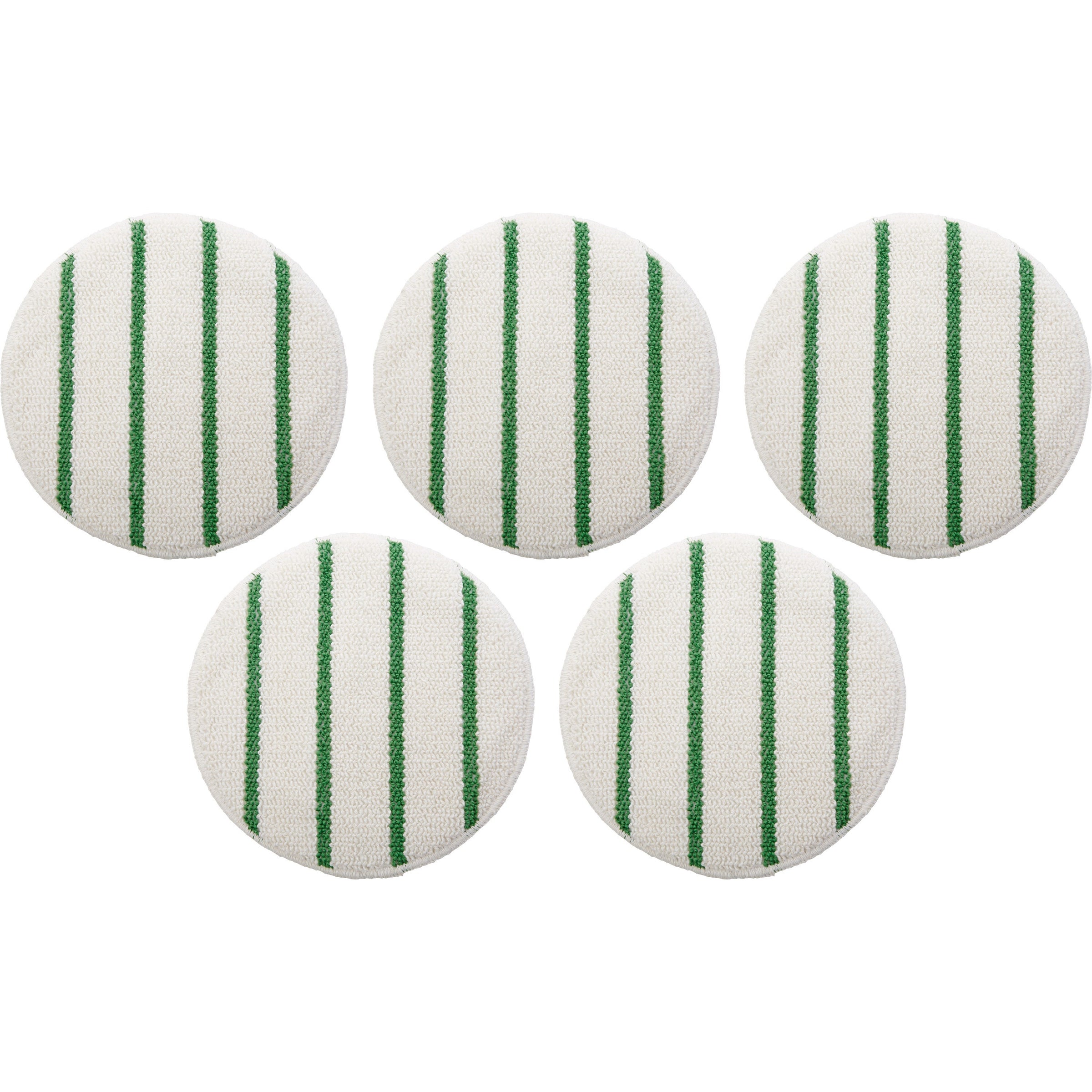rubbermaid-commercial-green-stripe-carpet-bonnet-5-carton-175-rpm-to-300-rpm-speed-supported-scrub-strip-white-green_rcpp26900ct - 1