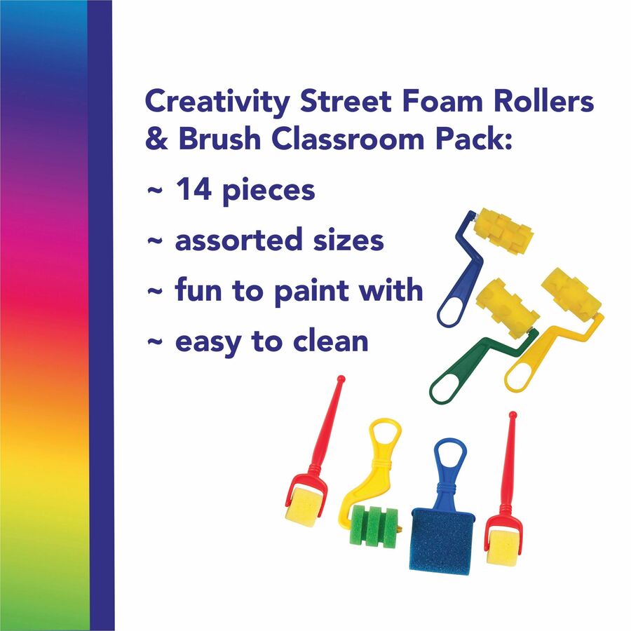 Creativity Street Creativity Street Foam Rollers & Brush Pack - Student, Painting, Classroom - 14 Piece(s) - 5.50"Height x 2.75"Width x 8.20"Length - 14 / Set - Assorted - Foam