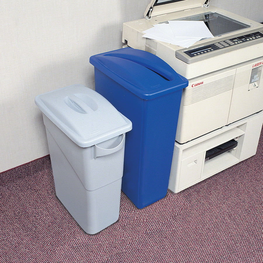 rubbermaid-commercial-slim-jim-paper-recycling-container-lids-rectangular-resin-4-carton-blue_rcp270388bect - 2