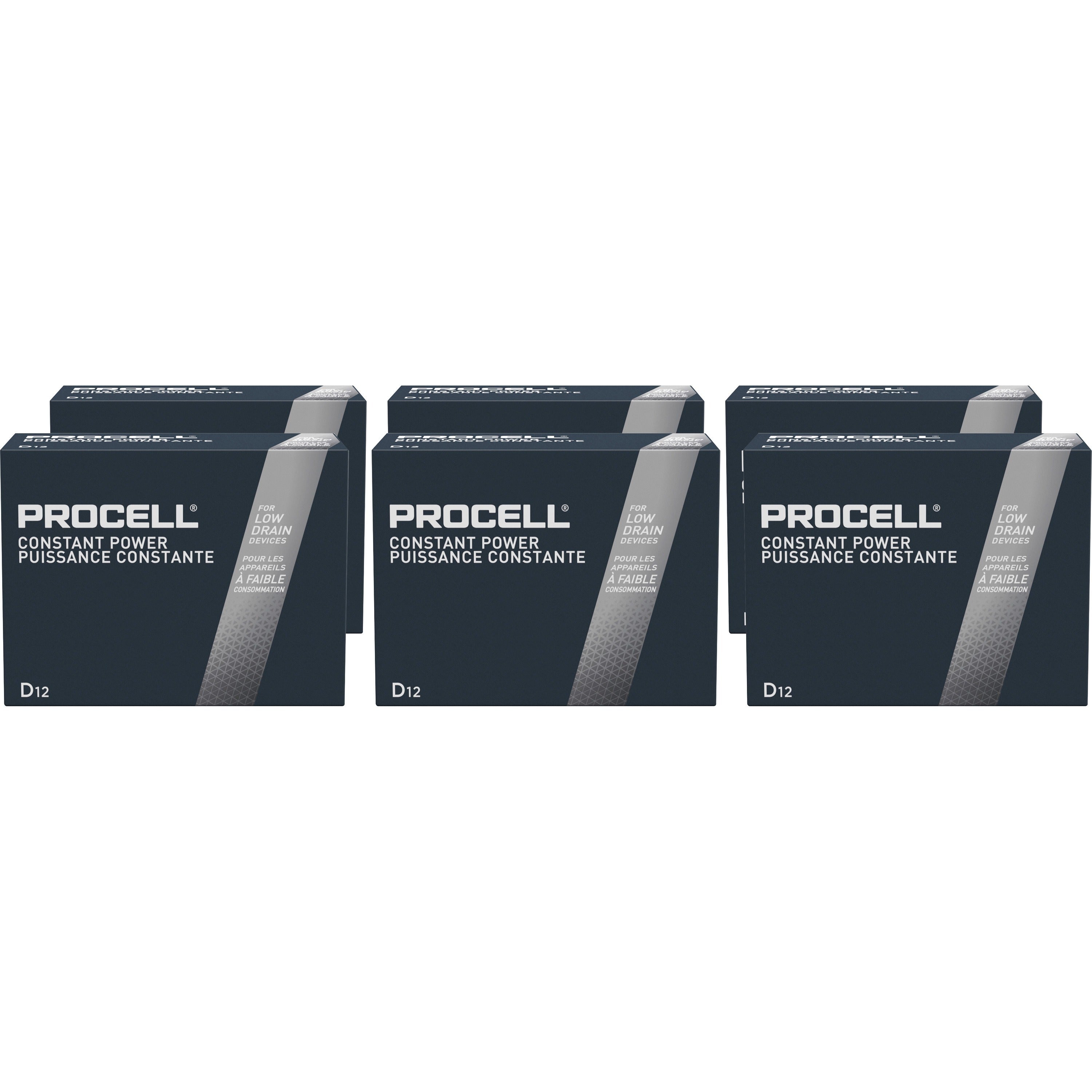 Duracell Procell Alkaline D Battery Boxes of 12 - For Multipurpose - D - 14000 mAh - 1.5 V DC - 72 / Carton - 1