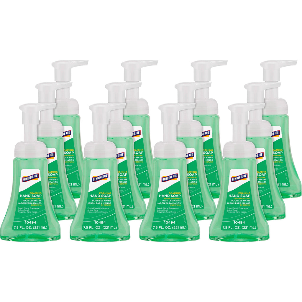 Genuine Joe Fresh Floral Foaming Hand Soap - Fresh Floral ScentFor - 7.5 fl oz (221.8 mL) - Hand - Green - Rich Lather, Pleasant Scent - 12 / Carton