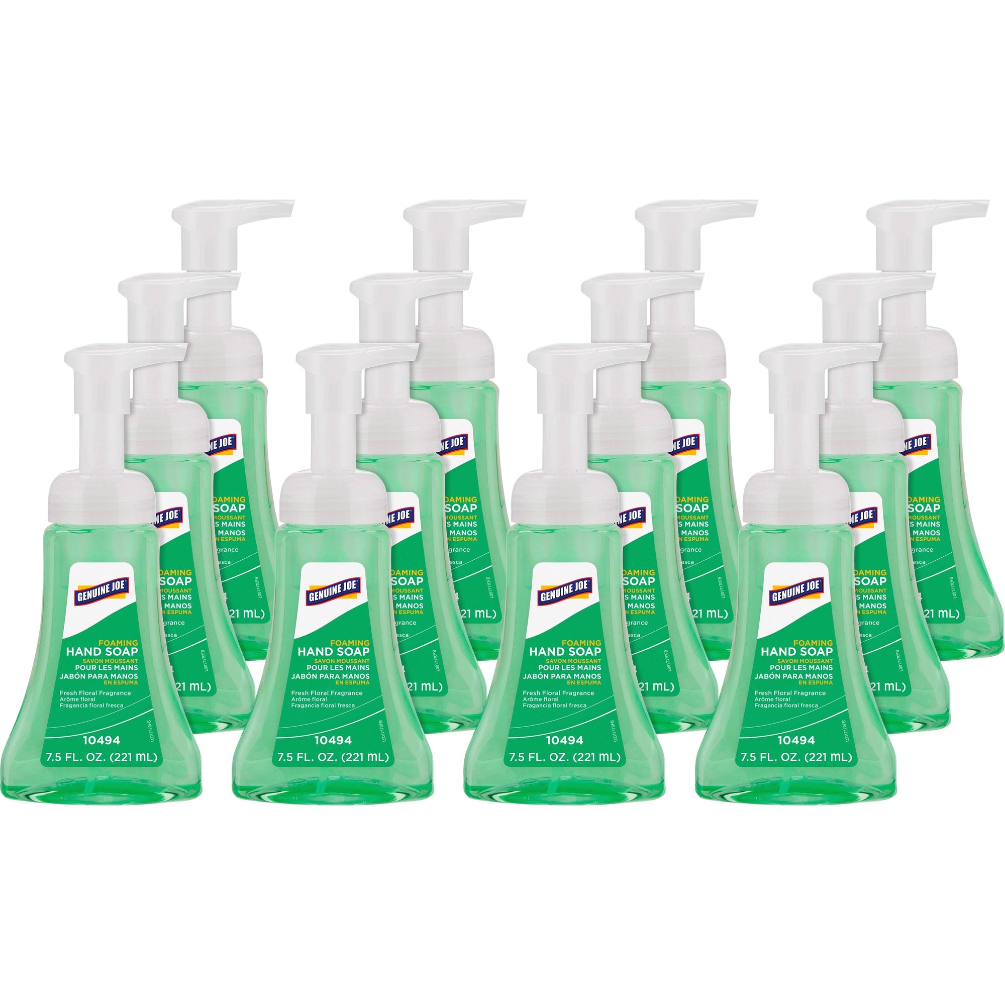 Genuine Joe Fresh Floral Foaming Hand Soap - Fresh Floral ScentFor - 7.5 fl oz (221.8 mL) - Hand - Green - Rich Lather, Pleasant Scent - 12 / Carton