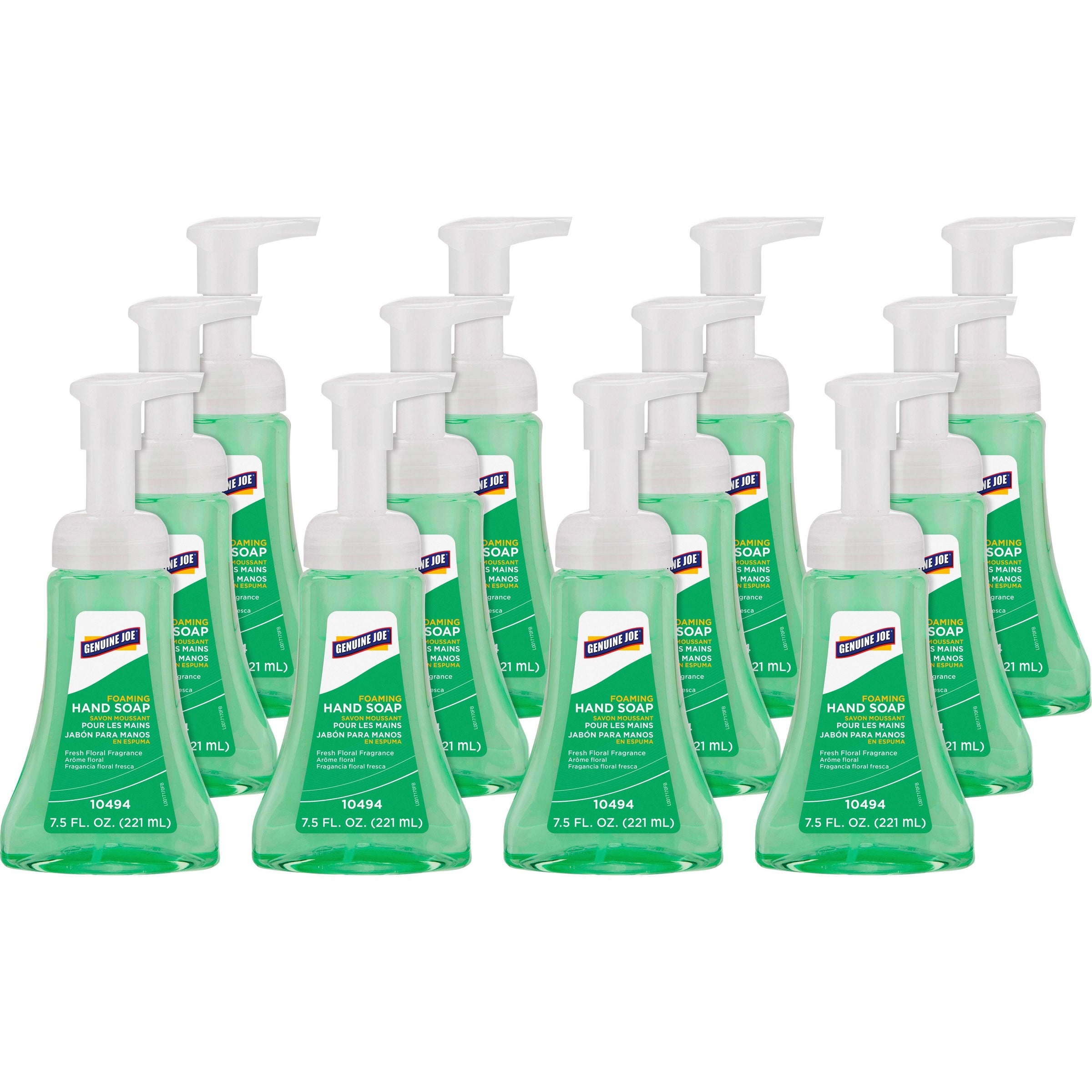 Genuine Joe Fresh Floral Foaming Hand Soap - Fresh Floral ScentFor - 7.5 fl oz (221.8 mL) - Hand - Green - Rich Lather, Pleasant Scent - 12 / Carton