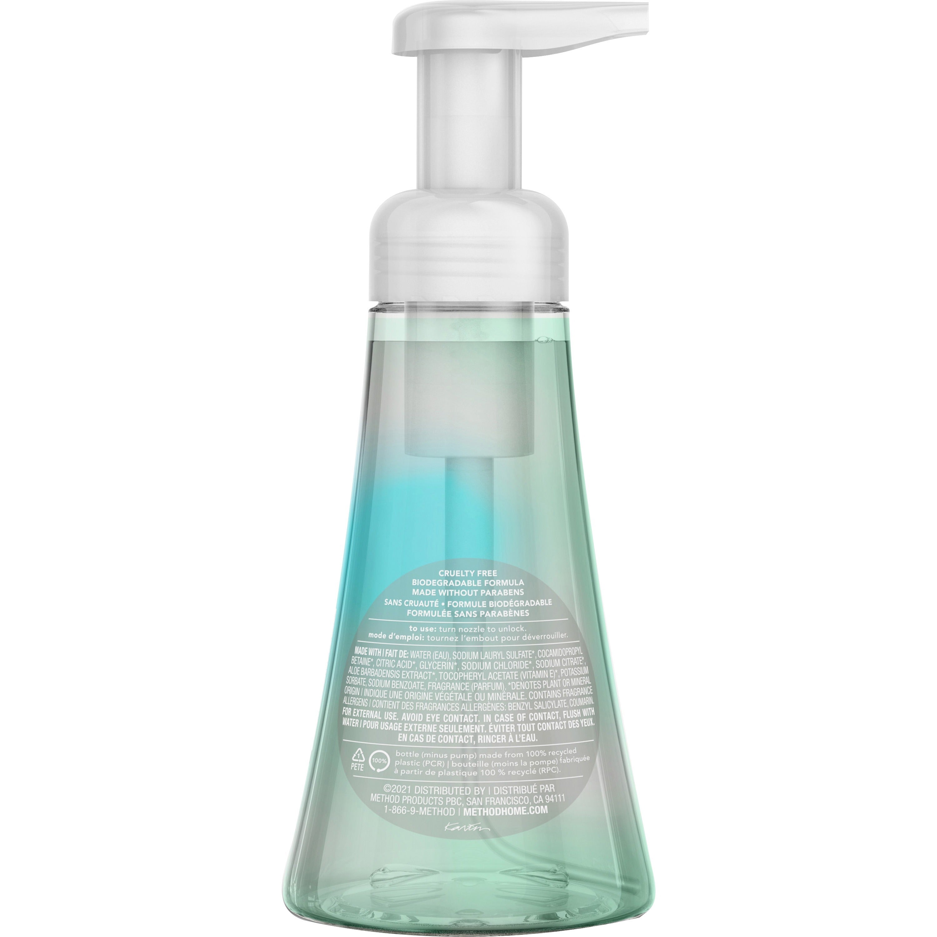 method-foaming-hand-wash-coconut-water-scentfor-10-fl-oz-2957-ml-pump-bottle-dispenser-hand-clear-6-carton_mth01854ct - 3