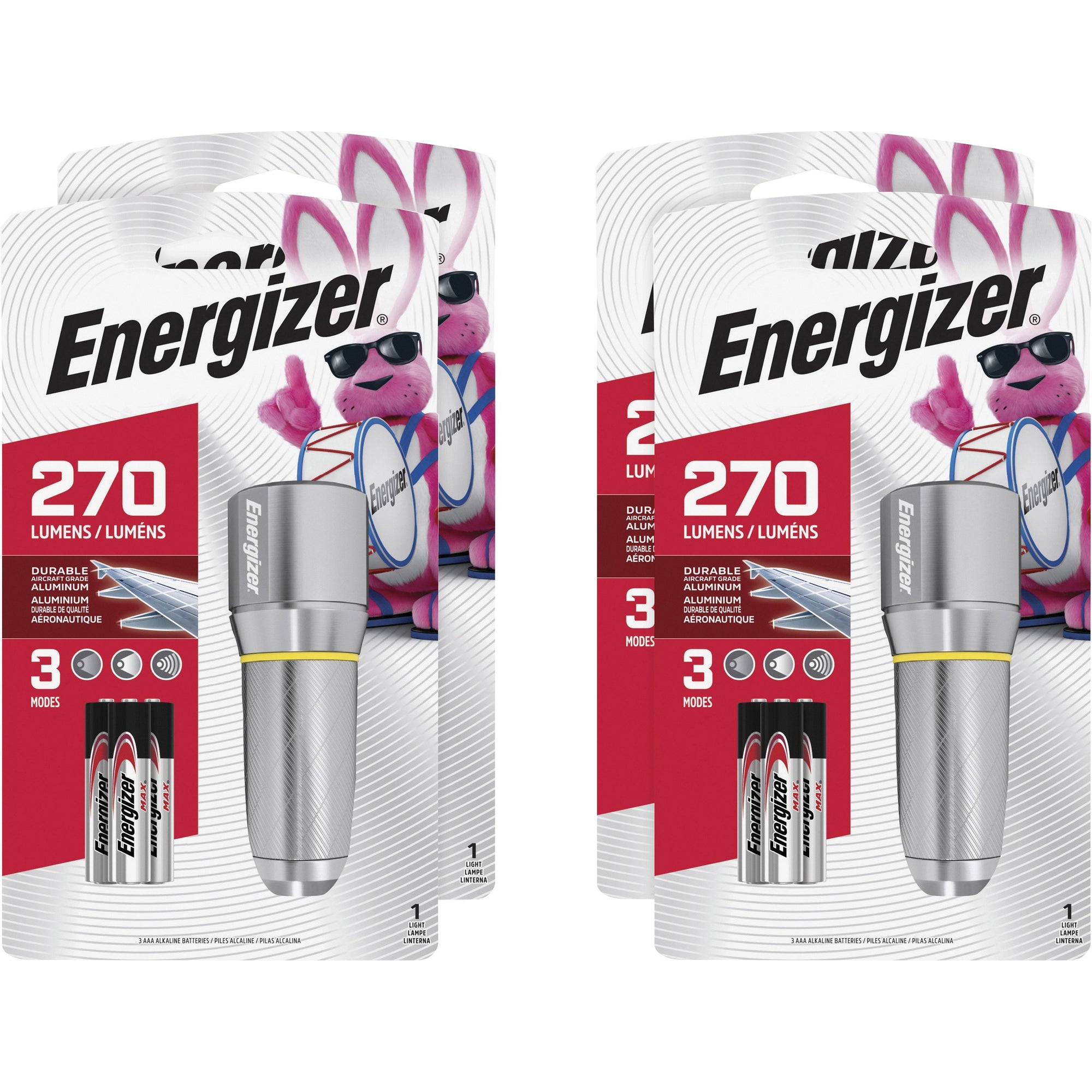Energizer Vision HD Compact Flashlight - LED - 270 lm Lumen - 3 x AA - Battery - Metal, Alloy - Chrome