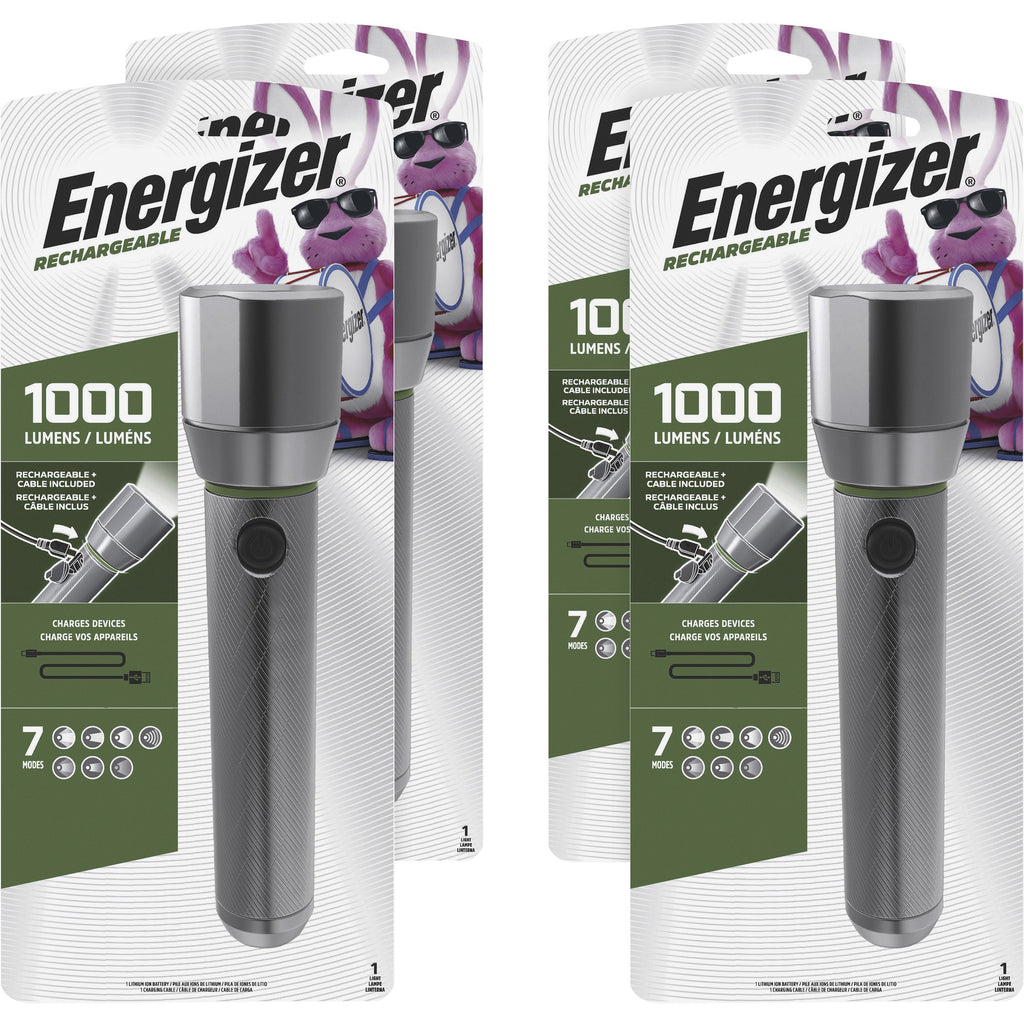 Eveready Vision HD Rechargeable LED Flashlight - LED - 1000 lm Lumen - Battery Rechargeable - Battery, USB - Aluminum Alloy - Drop Resistant, Impact Resistant, Water Resistant - Aluminum