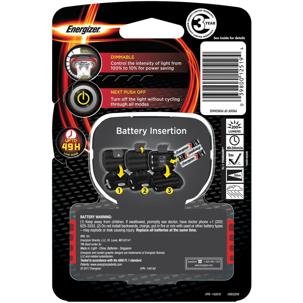 energizer-vision-hd-led-headlamp-led-150-lm-lumen-3-x-aaa-impact-resistant-water-resistant-shatter-proof-red_evehdb32ect - 2