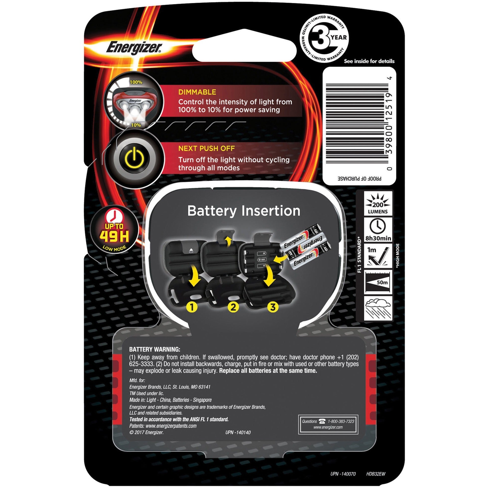 energizer-vision-hd-led-headlamp-led-150-lm-lumen-3-x-aaa-impact-resistant-water-resistant-shatter-proof-red_evehdb32ect - 2