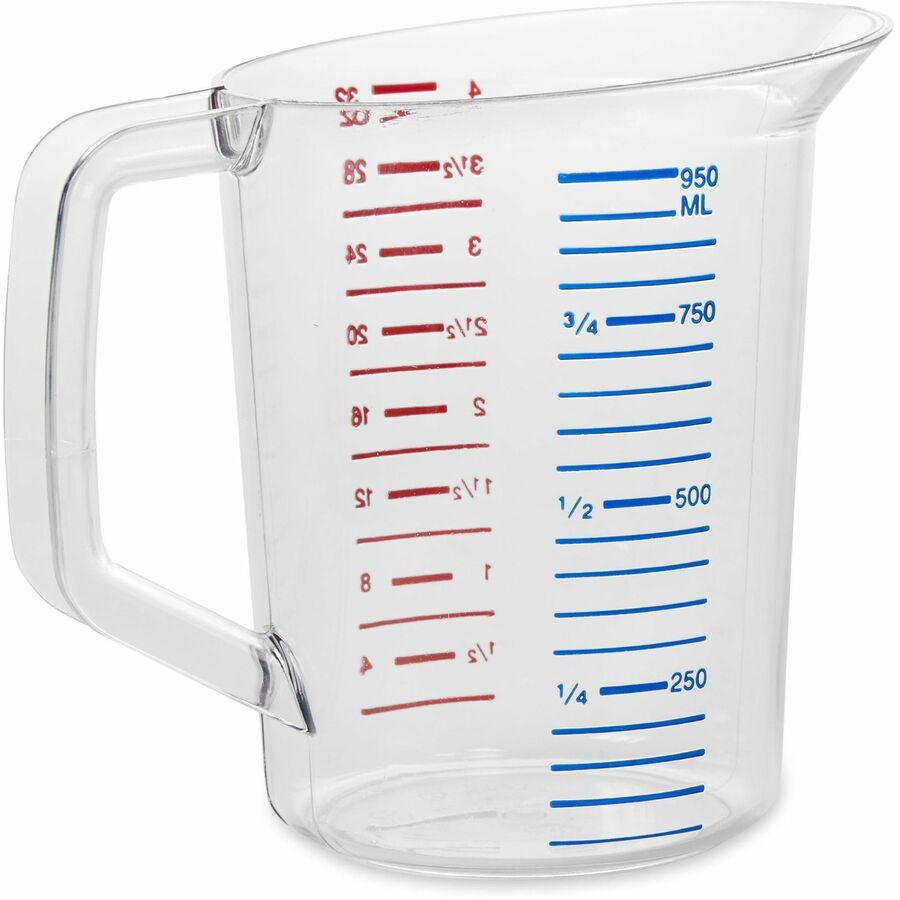 Rubbermaid Commercial Bouncer 1 Quart Measuring Cup - 6 / Carton - Clear - Polycarbonate - Measuring