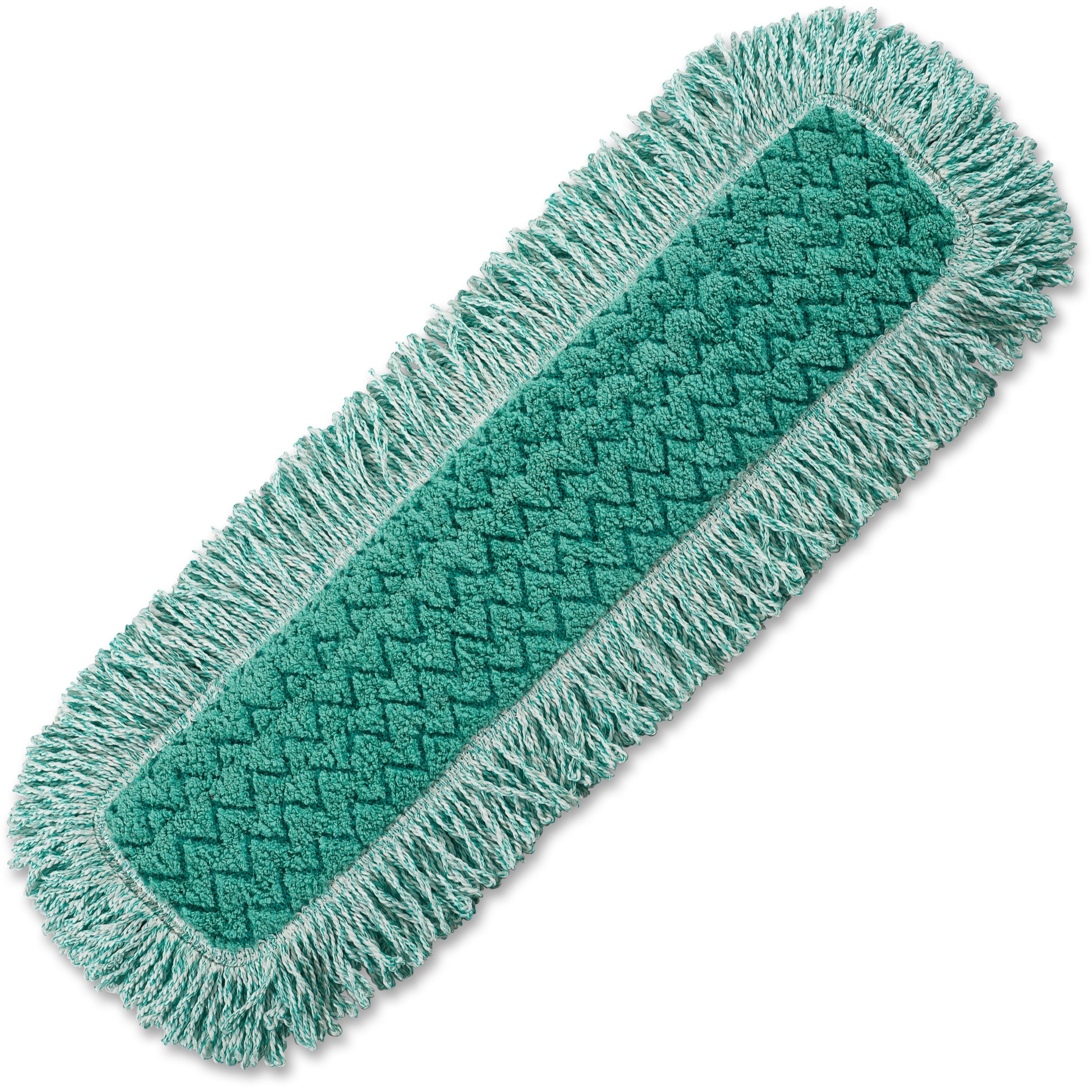 Rubbermaid Commercial Hygen 24" Fringed Dust Mop Pad - 24" MicroFiber Head - Hook & Loop Backing, Durable - 6 / Carton - Green