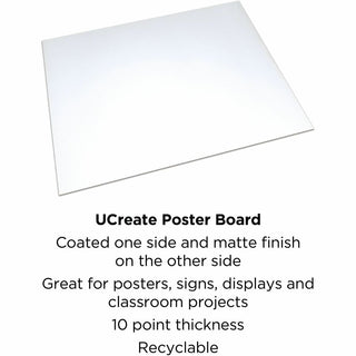 UCreate Coated Poster Board - Project, Poster, Sign, Printing - 28"Height x 22"Width - 50 / Carton - White