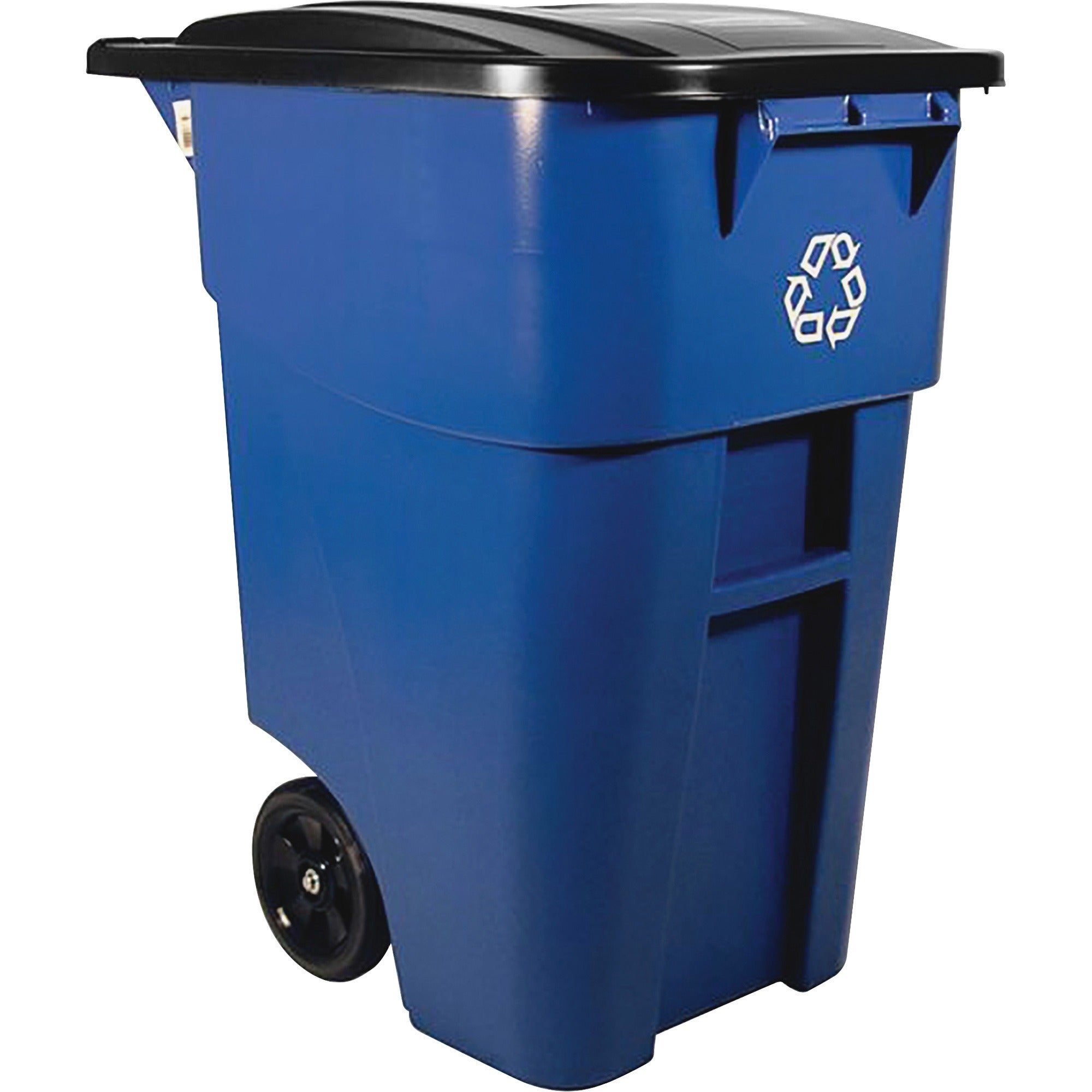 rubbermaid-commercial-brute-recycling-rollout-container-swing-lid-50-gal-capacity-rectangular-mobility-heavy-duty-wheels-lid-locked-hinged-durable-easy-to-clean-365-height-x-234-width-resin-blue-2-carton_rcp9w2773bect - 1