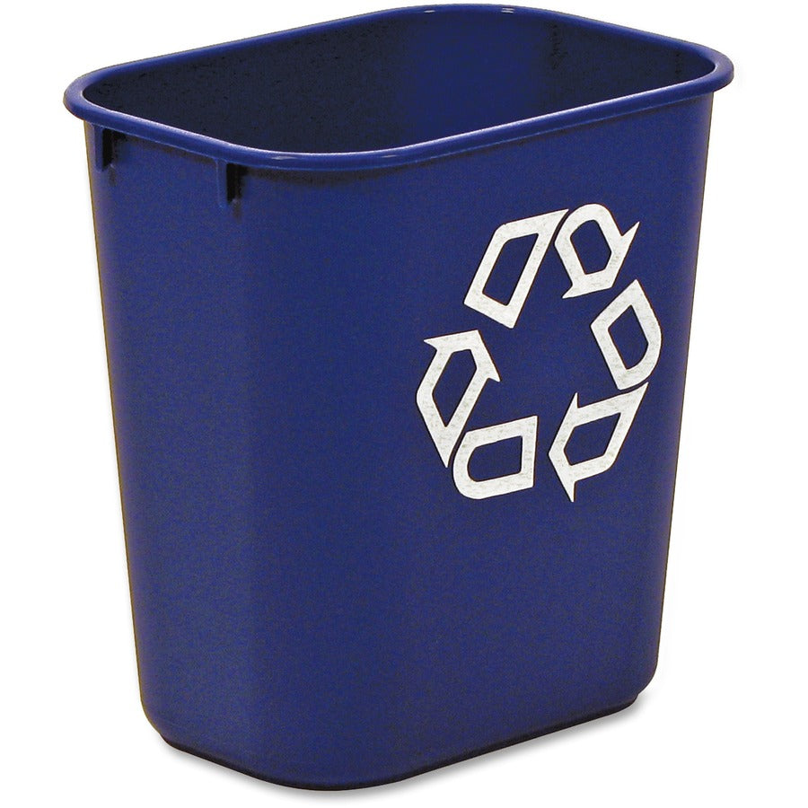 Rubbermaid Commercial 13 QT Standard Deskside Recycling Wastebaskets - 3.25 gal Capacity - Rectangular - Compact, Durable - 12.1" Height x 8.3" Width x 11.4" Depth - Resin - Blue - 12 / Carton