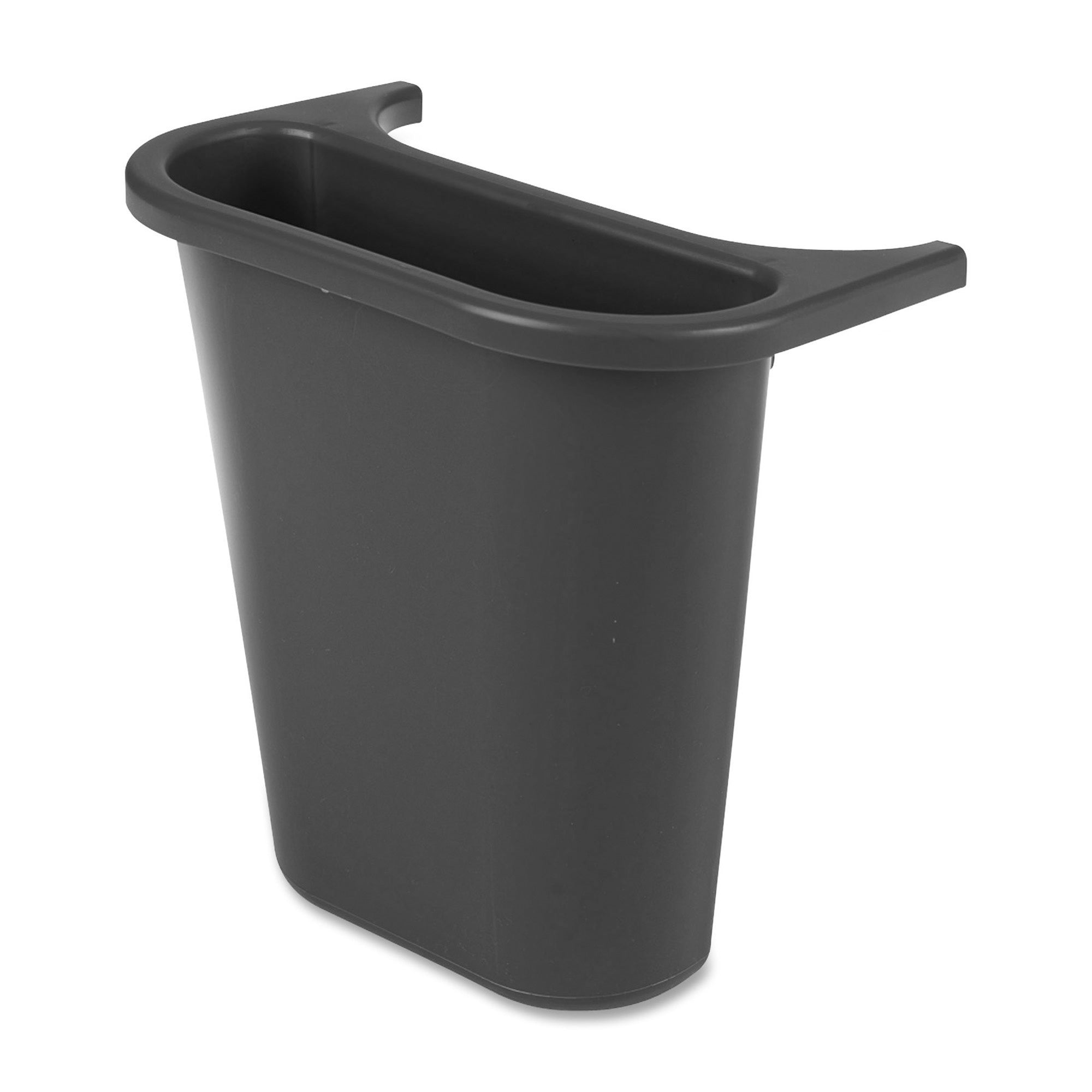 rubbermaid-commercial-saddlebasket-recycling-side-bin-119-gal-capacity-rectangular-chip-resistant-rust-resistant-dent-resistant-easy-to-clean-115-height-x-73-width-x-106-depth-plastic-black-12-carton_rcp295073ct - 1