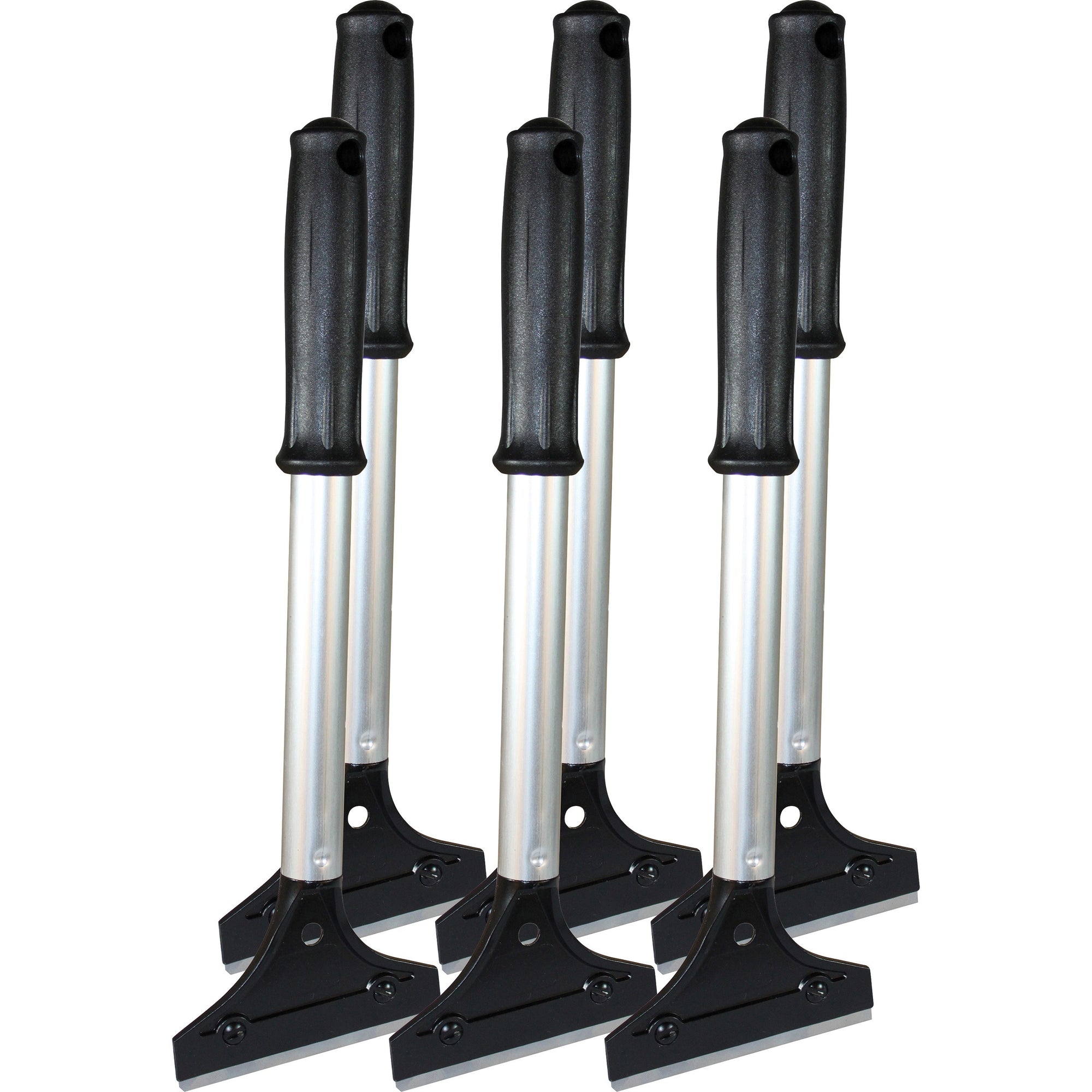 Impact Long Handled Scraper - 4" Steel Blade - 12" Handle - 0.8" Height x 4" Width x 12.5" Length - Comfort Grip - Black, Silver - 6 / Carton