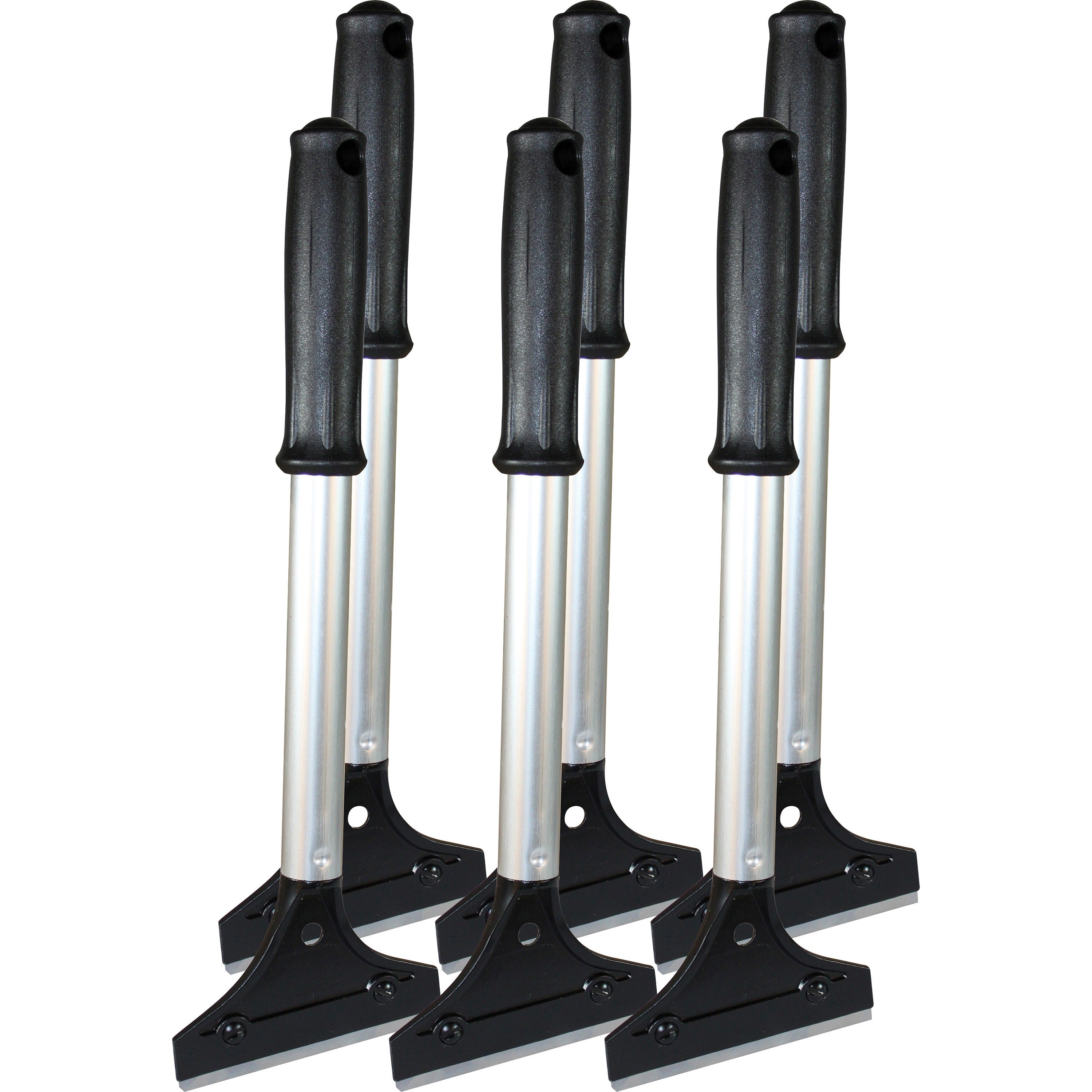 Impact Long Handled Scraper - 4" Steel Blade - 12" Handle - 0.8" Height x 4" Width x 12.5" Length - Comfort Grip - Black, Silver - 6 / Carton