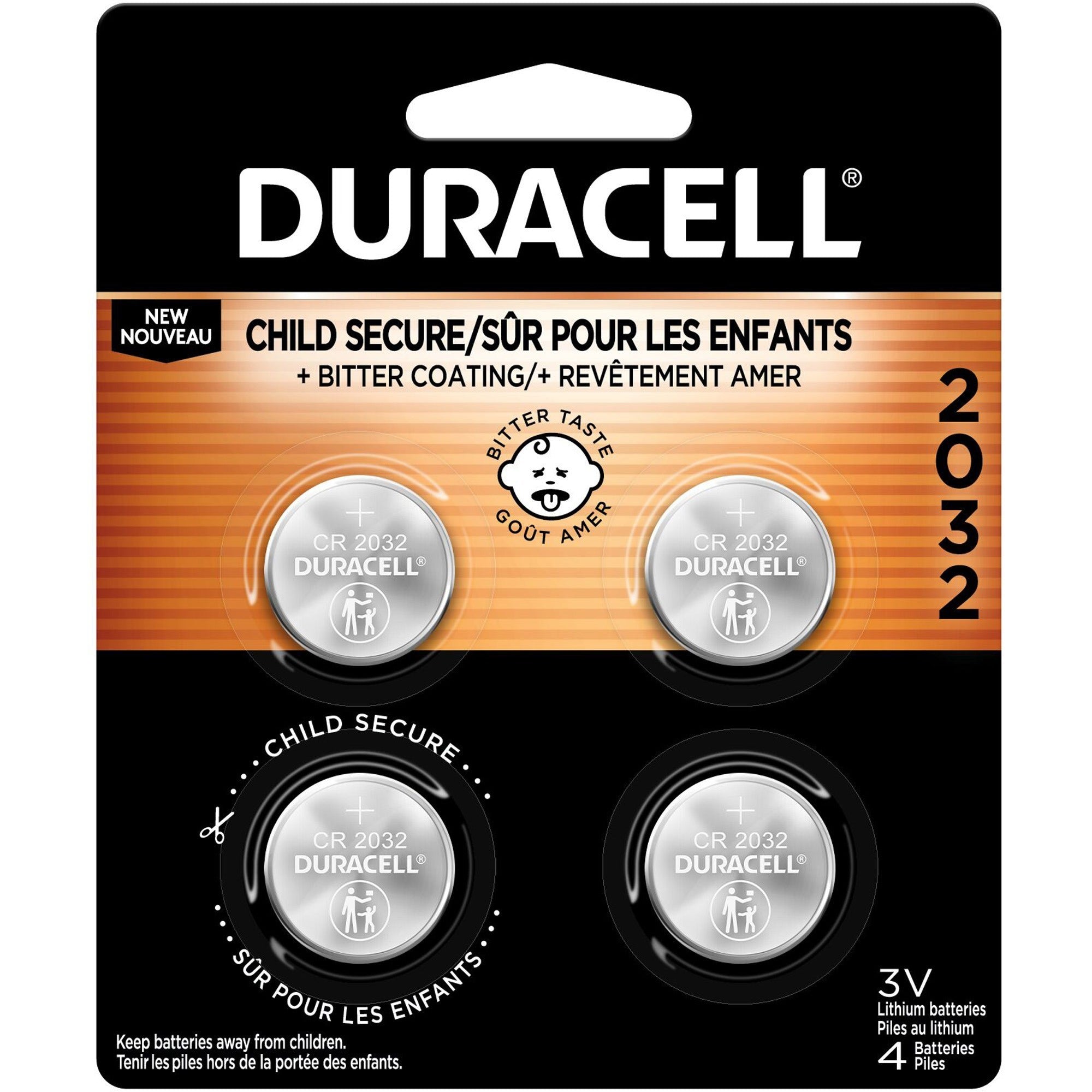 duracell-2032-3v-lithium-battery-4-packs-for-security-device-medical-equipment-health-fitness-monitoring-equipment-calculator-watch-keyfob-transmitter-cr2032-3-v-dc-30-carton_durdl2032b4ct - 1